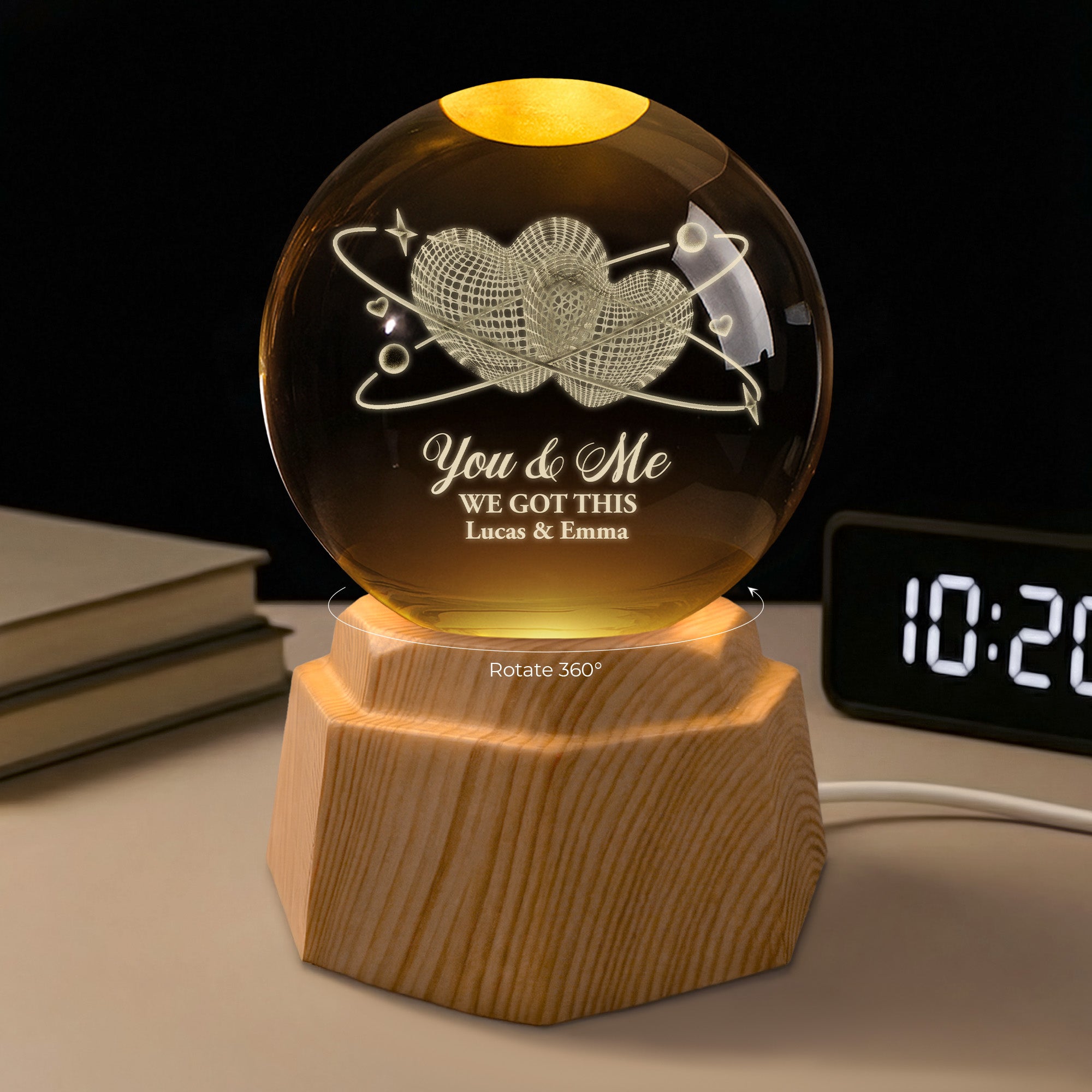 7552LUS2 heart 3d crystal ball lamp personalized gifts for couples 7552L3QMG