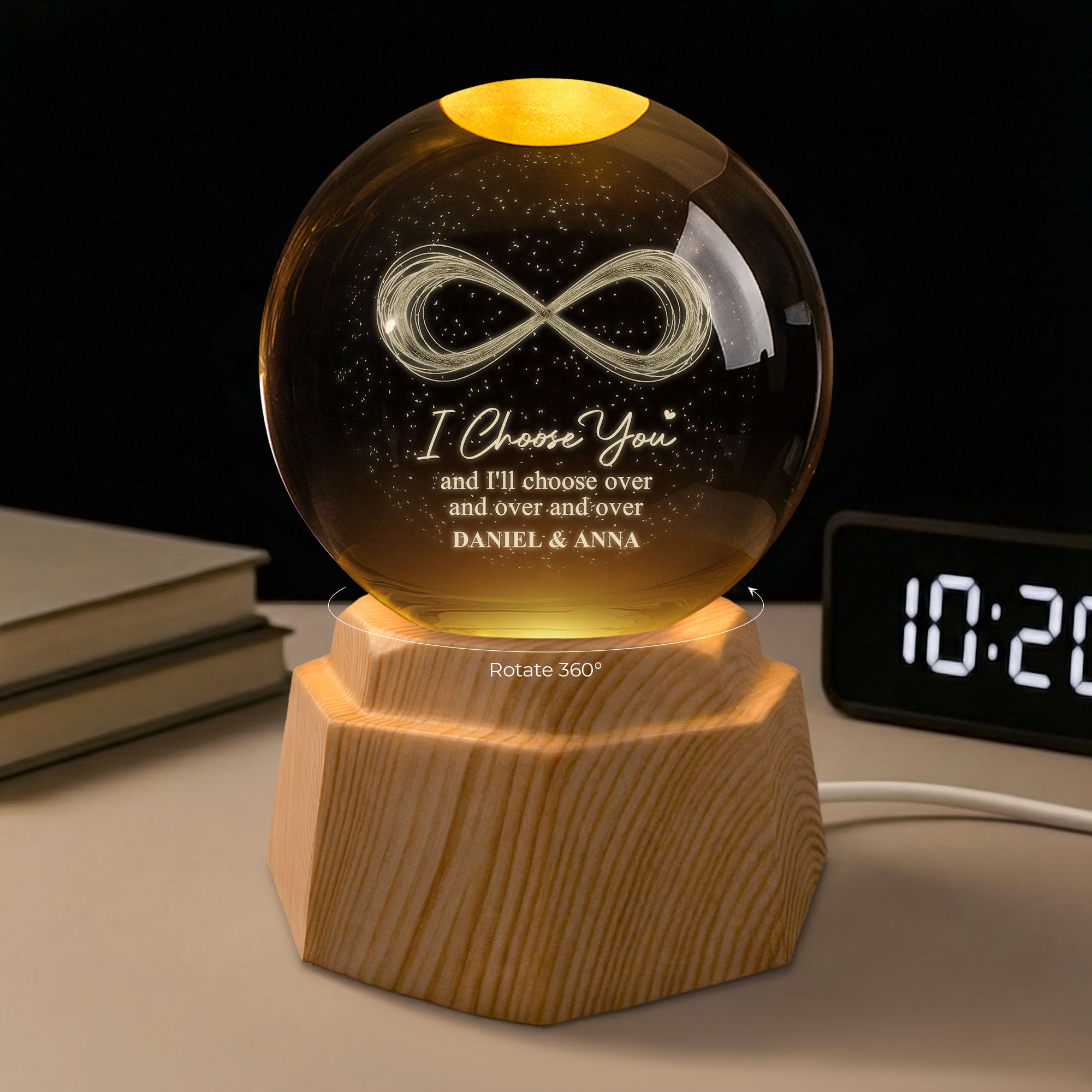 7557LUS1 infinity 3d crystal ball lamp personalized gifts for couples 7557L6VAG