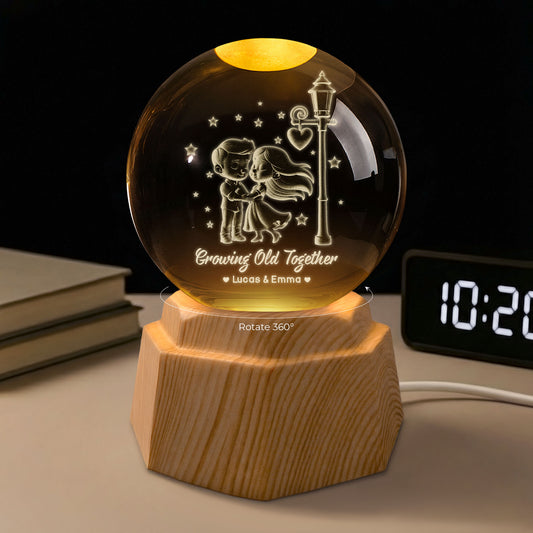 7558LUS1 personalized 3d crystal ball lamp growing old together gifts for couples 7558L6PAG