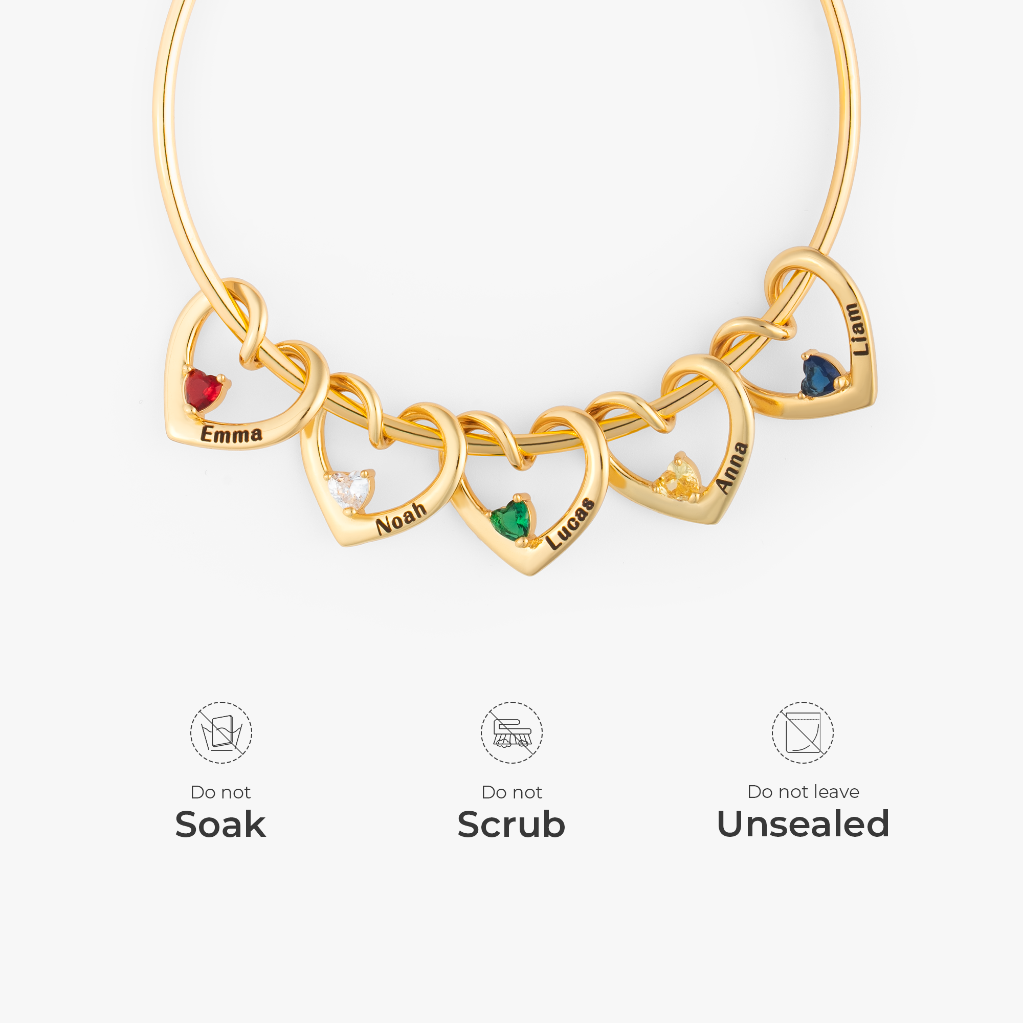 7565JUS5 heart charm bracelet with birthstones and names custom bracelets for women 7565J0K5A