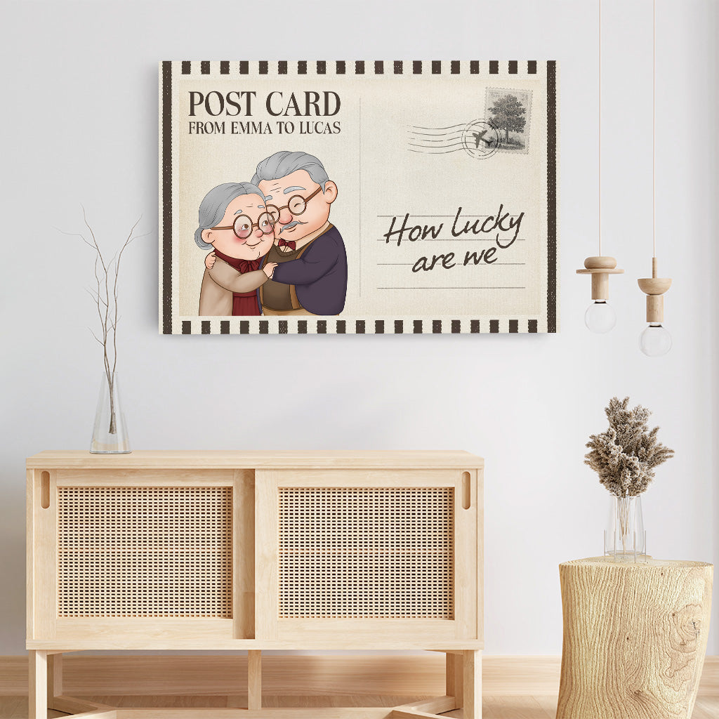 7567CUS3 how lucky are we canvas personalized gifts for couples 7567CCVZG