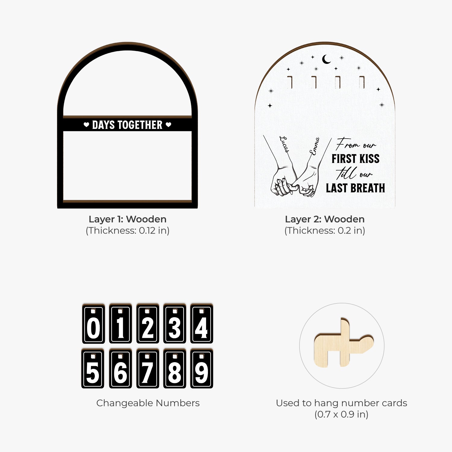 7587QUS4 personalized days together tracker anniversary gifts for couples 7587QTVWG