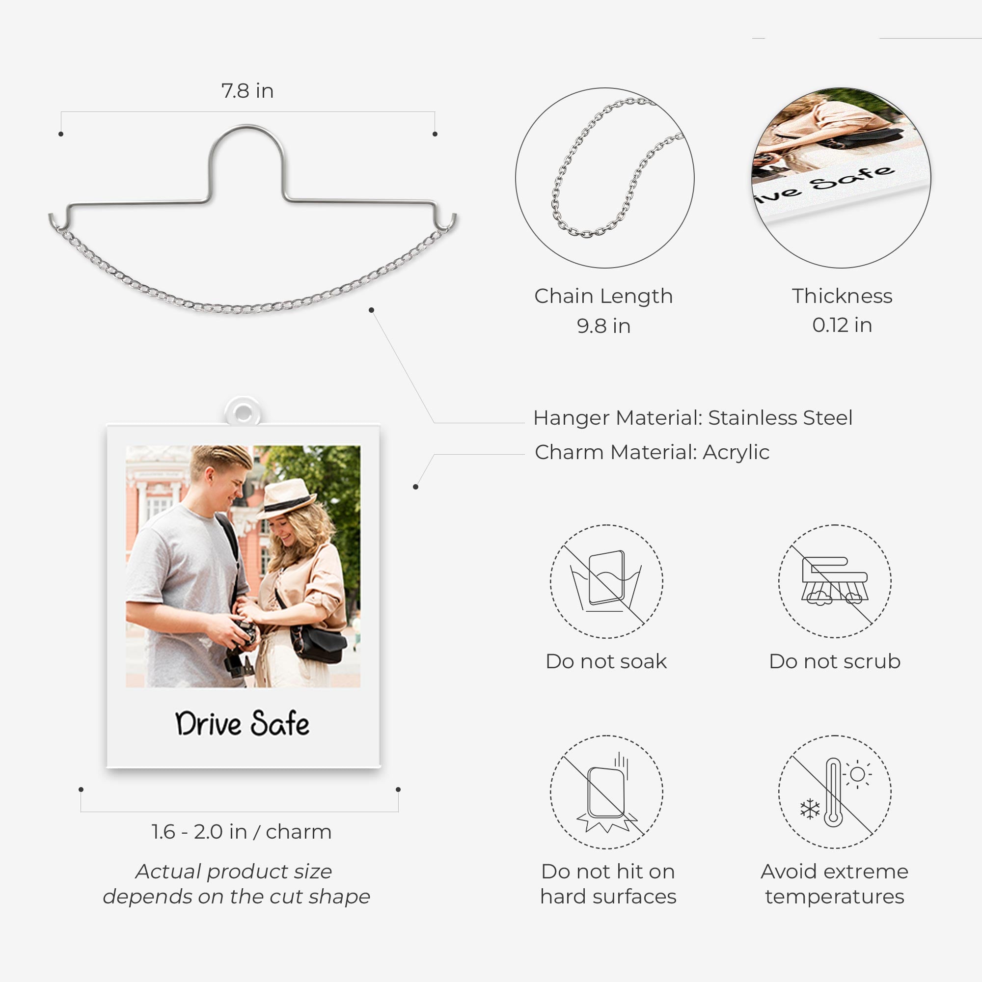 7609GUS1 personalized car charms with photos valentines day gifts for couples 7609G3VAG_3