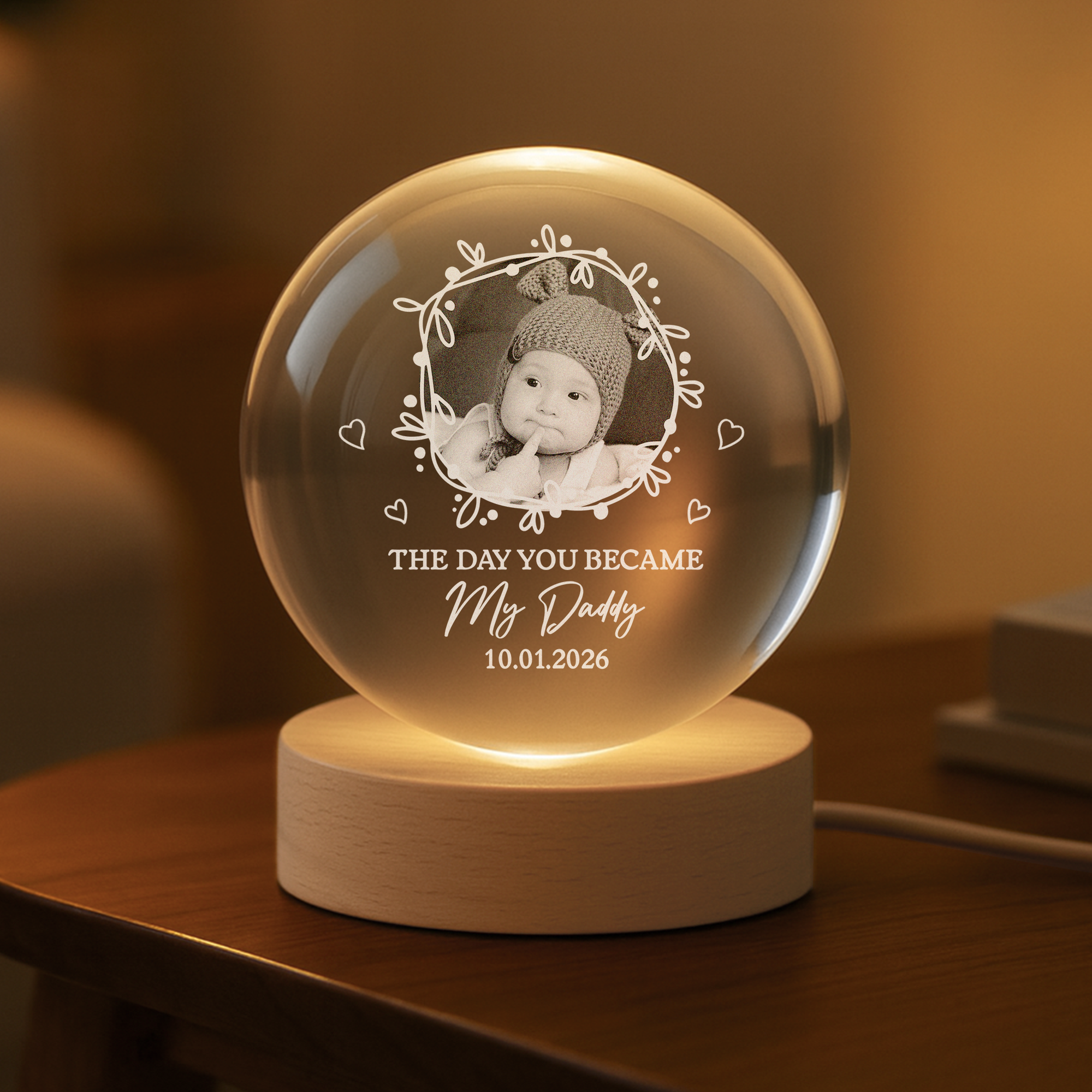 7633LUS2 personalized crystal ball lamp the day you became my mom dad 7633LCT5A_5db6daa1 b451 4104 9207 b598110d31f7
