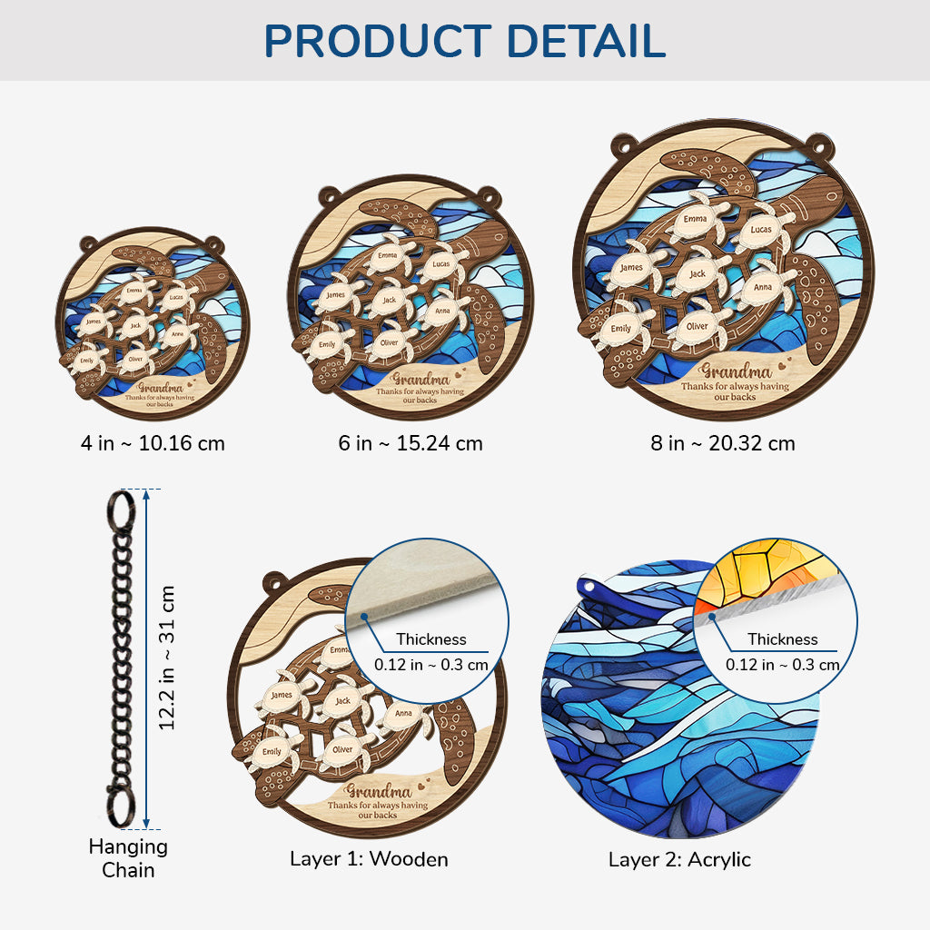 7672UUS3 personalized turtle suncatcher mothers day gifts for momgrandma 7672uspza