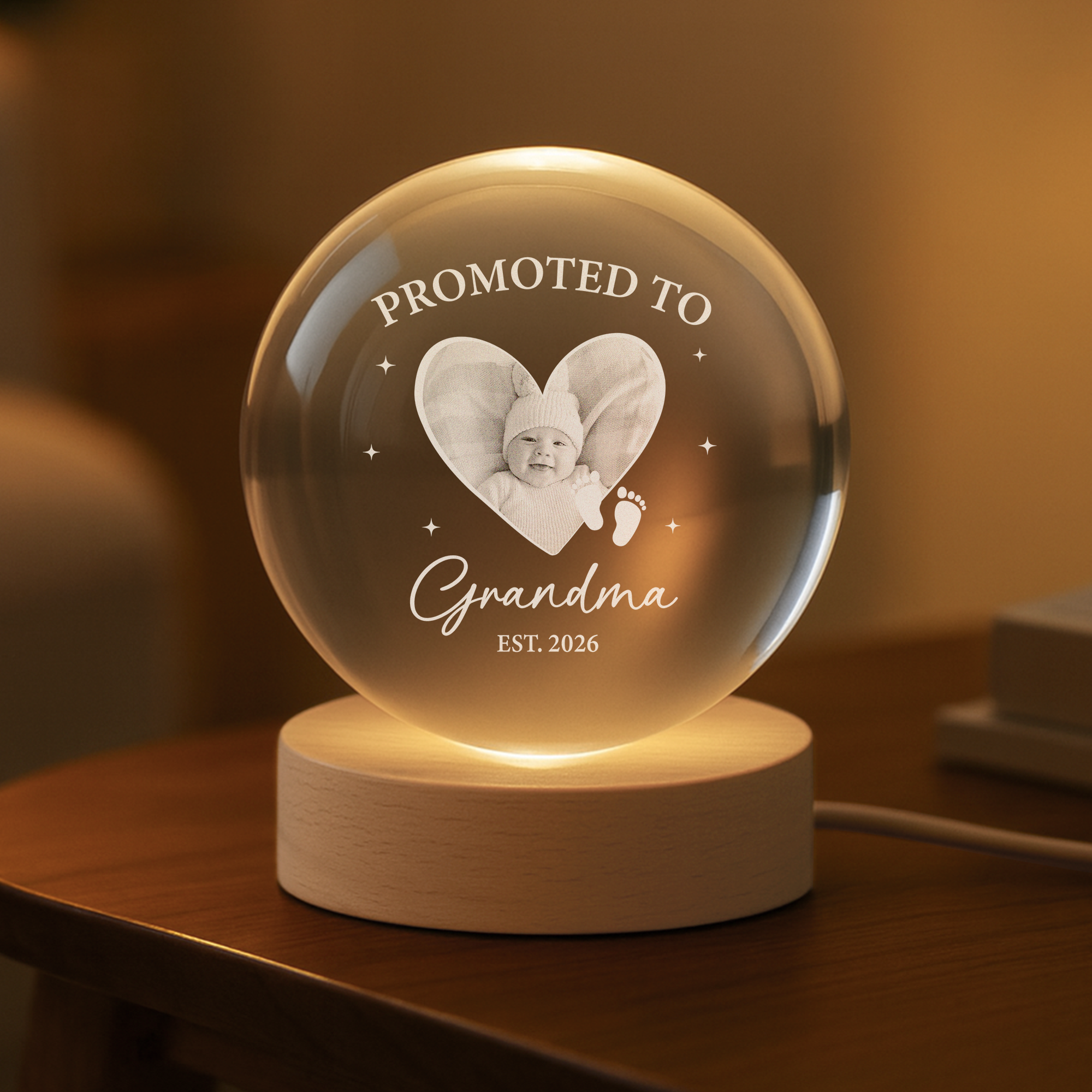 7690LUS2 promoted to grandma photo crystal ball lamp custom gifts for grandma to be 7690ltfca