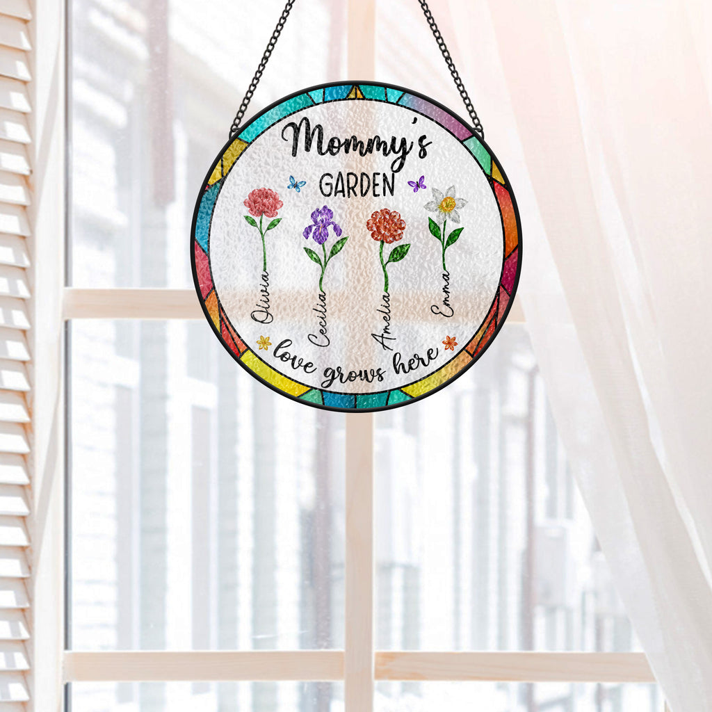 7692UUS2 stained glass grandmas garden suncatcher personalized gifts for grandmamom 7692ucq5a