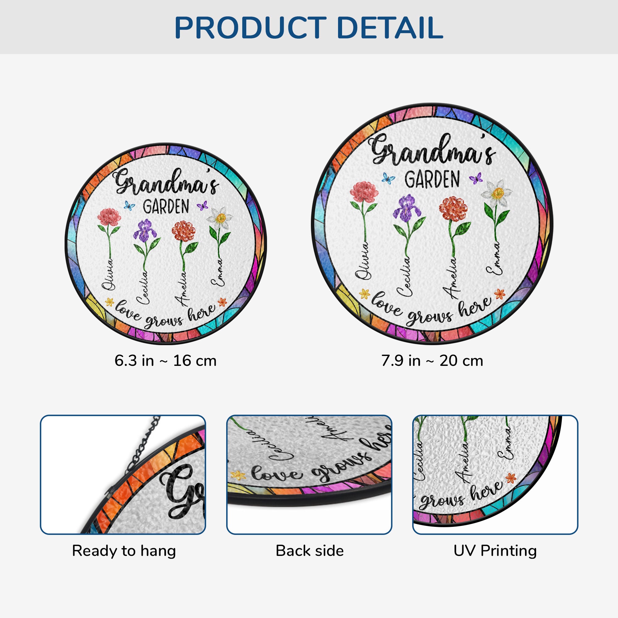 7692UUS3 stained glass grandmas garden suncatcher personalized gifts for grandmamom 7692ucq5a