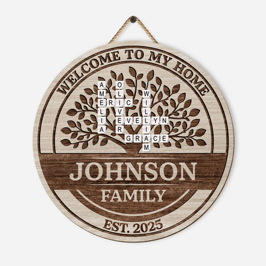 7710QUS1 wooden welcome to our home signs_ custom family crossword gifts 7710q8pwi_e0c55e86 6dfc 425a a487 587e9dff6d8d