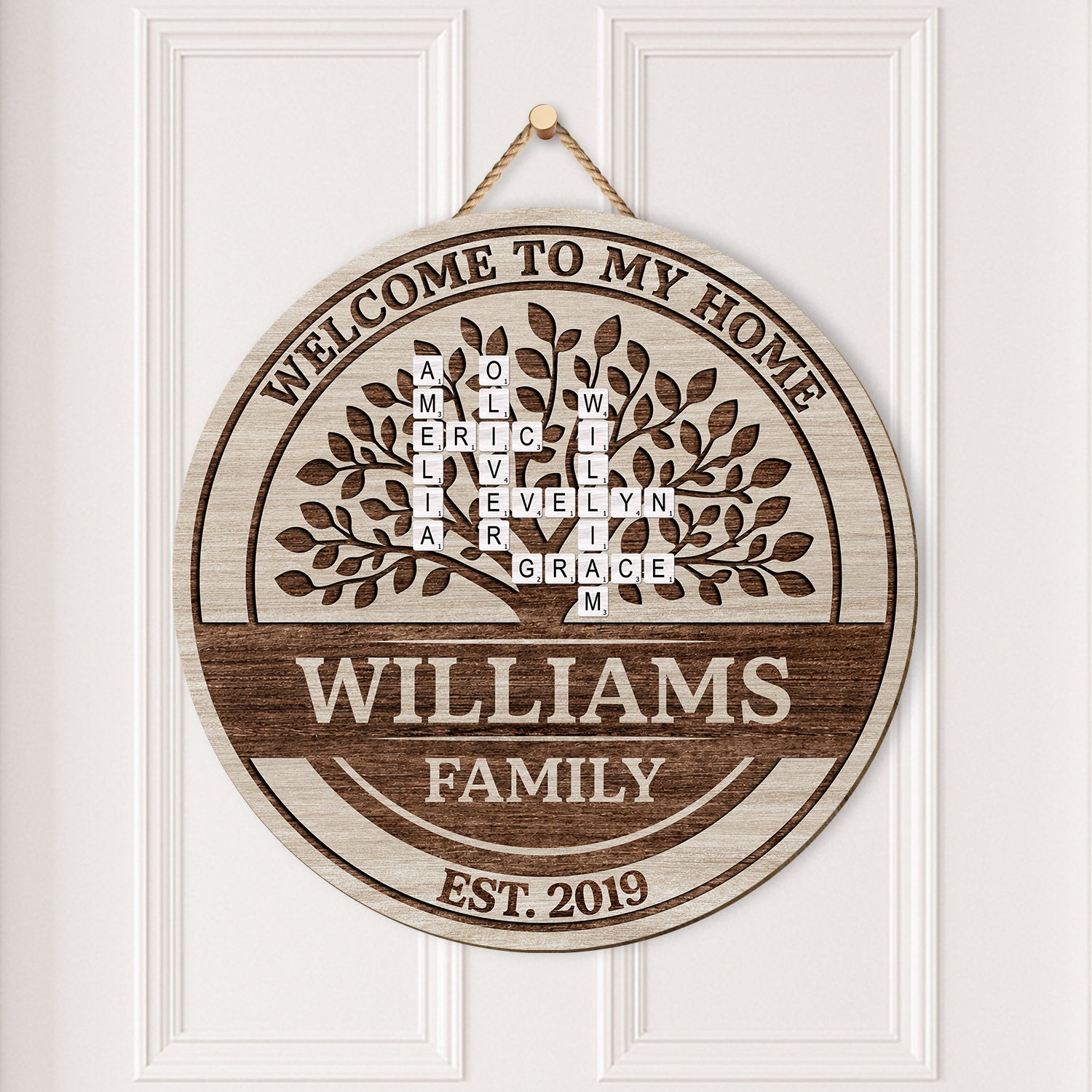 7710QUS2 wooden welcome to our home signs_ custom family crossword gifts 7710q8pwi_7bef773e 4cdc 497b 8e60 07011ddb868c