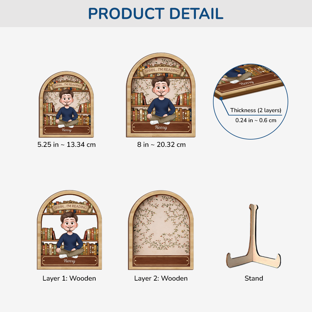 7716QUS3 shhh im reading wooden plaque personalized gifts for book lovers 7716q8hna