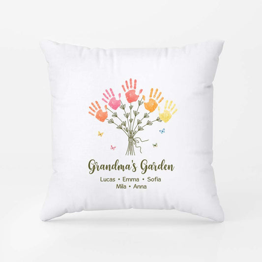 7719PUS1 grandmas garden pillow with handprint custom gifts for grandmamom 7719p8lca