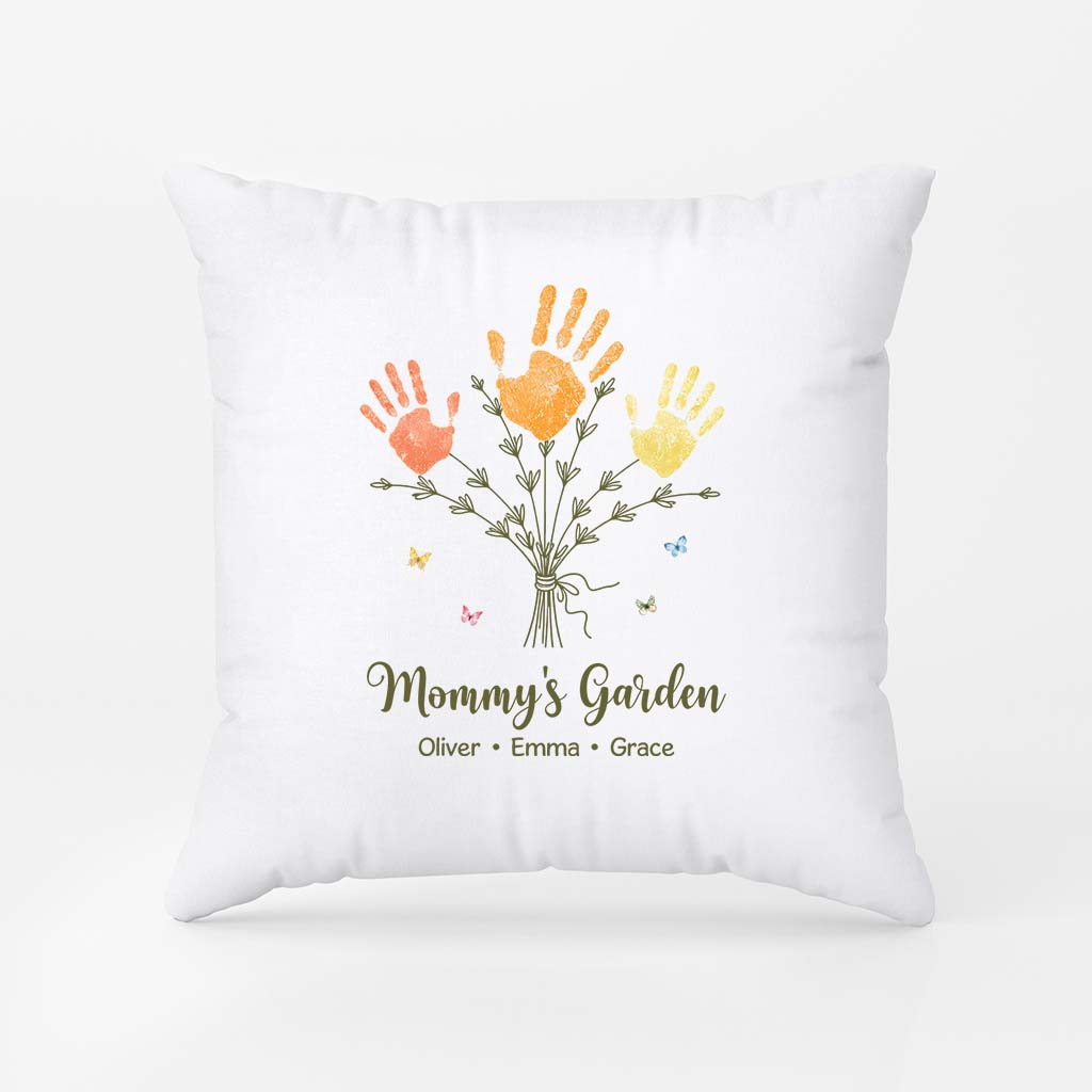 7719PUS2 grandmas garden pillow with handprint custom gifts for grandmamom 7719p8lca