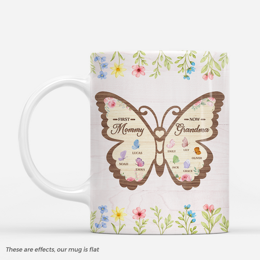 7730MUS1 first mom now grandma butterfly mug personalized mothers day gifts 7730msyza