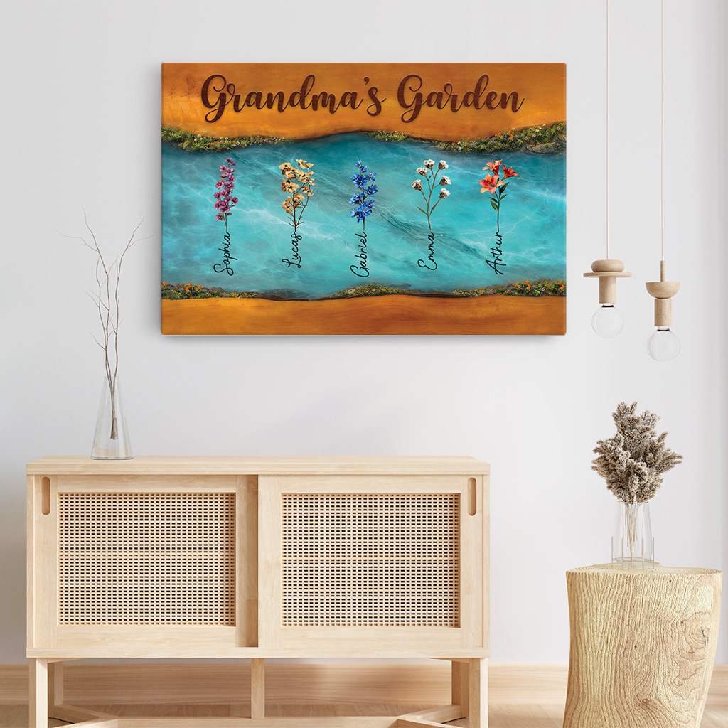 7749CUS3 3d printing effect grandmas garden canvas custom gifts for grandmamom 7749c3hma