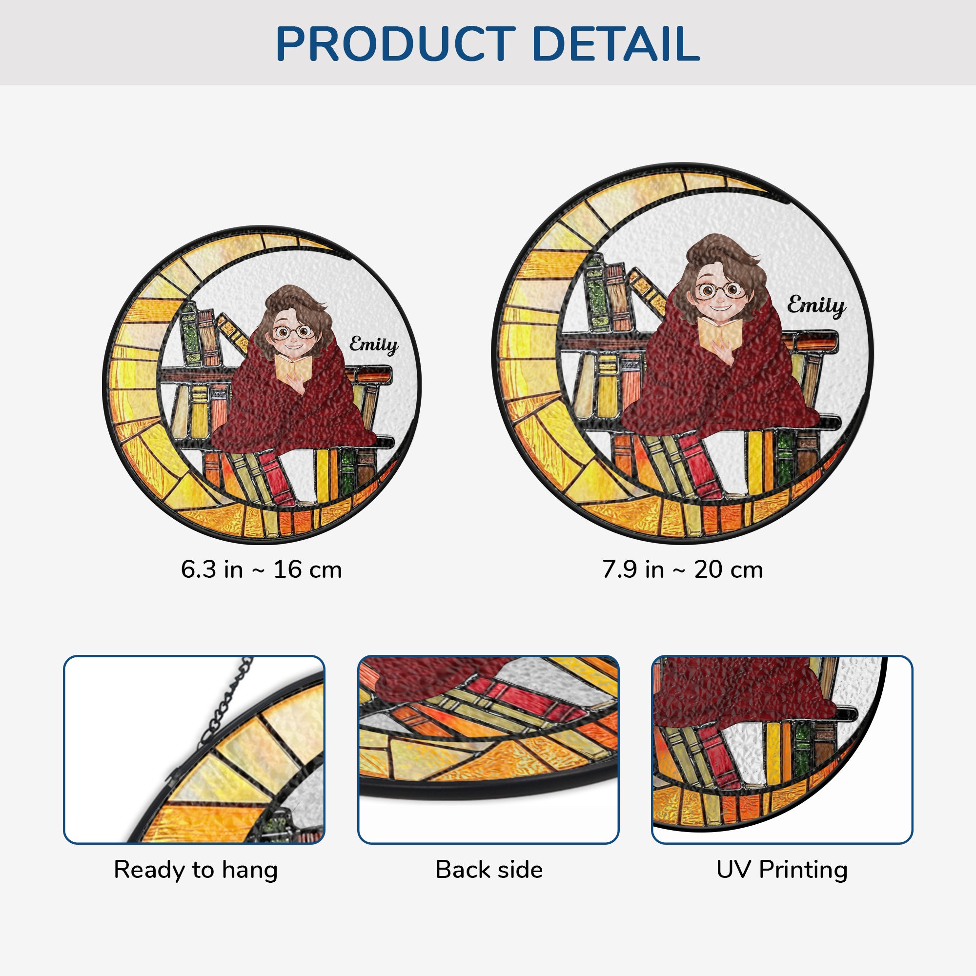 7766UUS3 custom crescent moon suncatcher book lover gifts for himher 7766u6pca