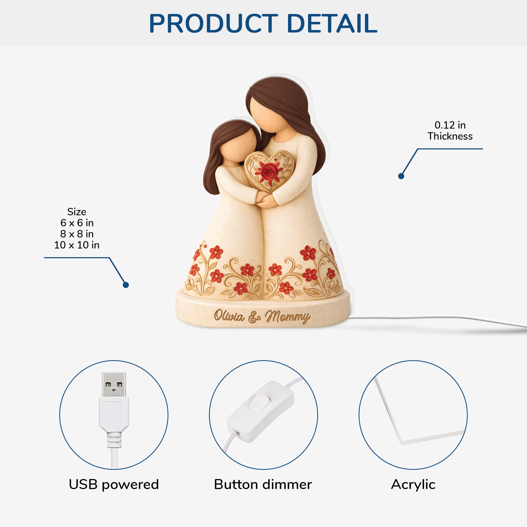 7777LUS2 mother and daughter light box custom gifts for momgrandma 7777l3pna