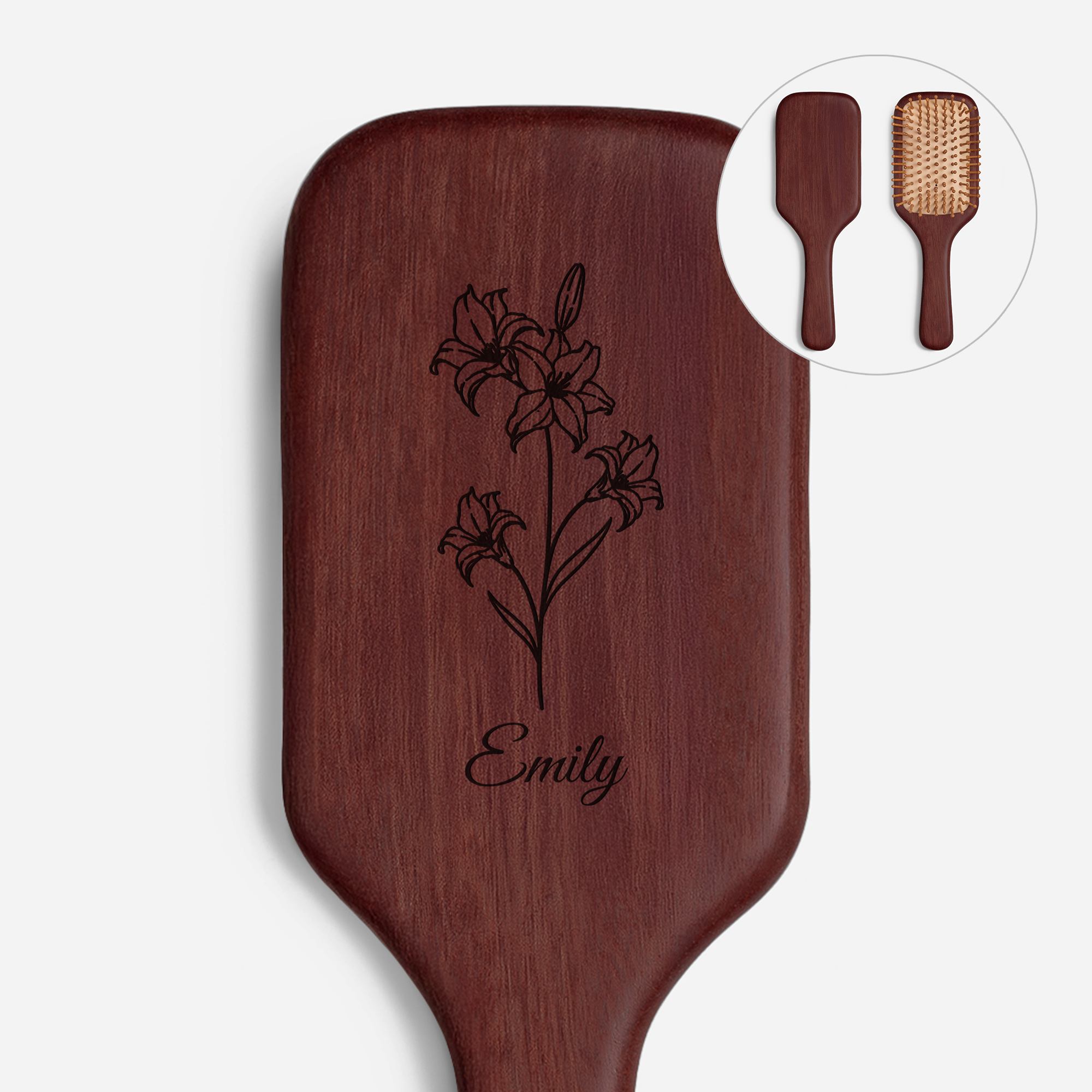 7781AUS1 engraved wooden flower hairbrush custom gifts for her 7781aq8f5a