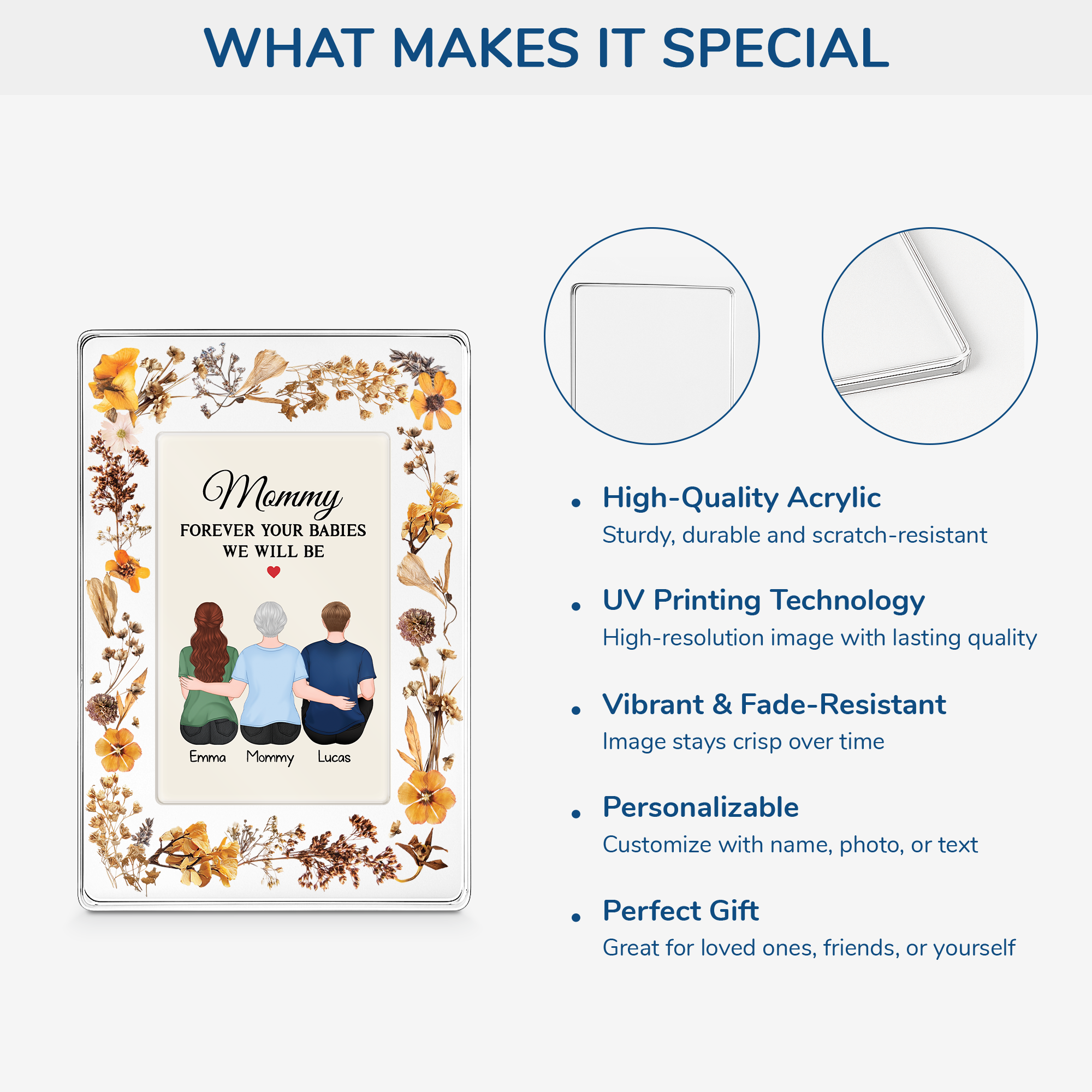 7785RUS4 3d printing effect custom rectangle acrylic plaque gifts for mom and dad 7785r3kma