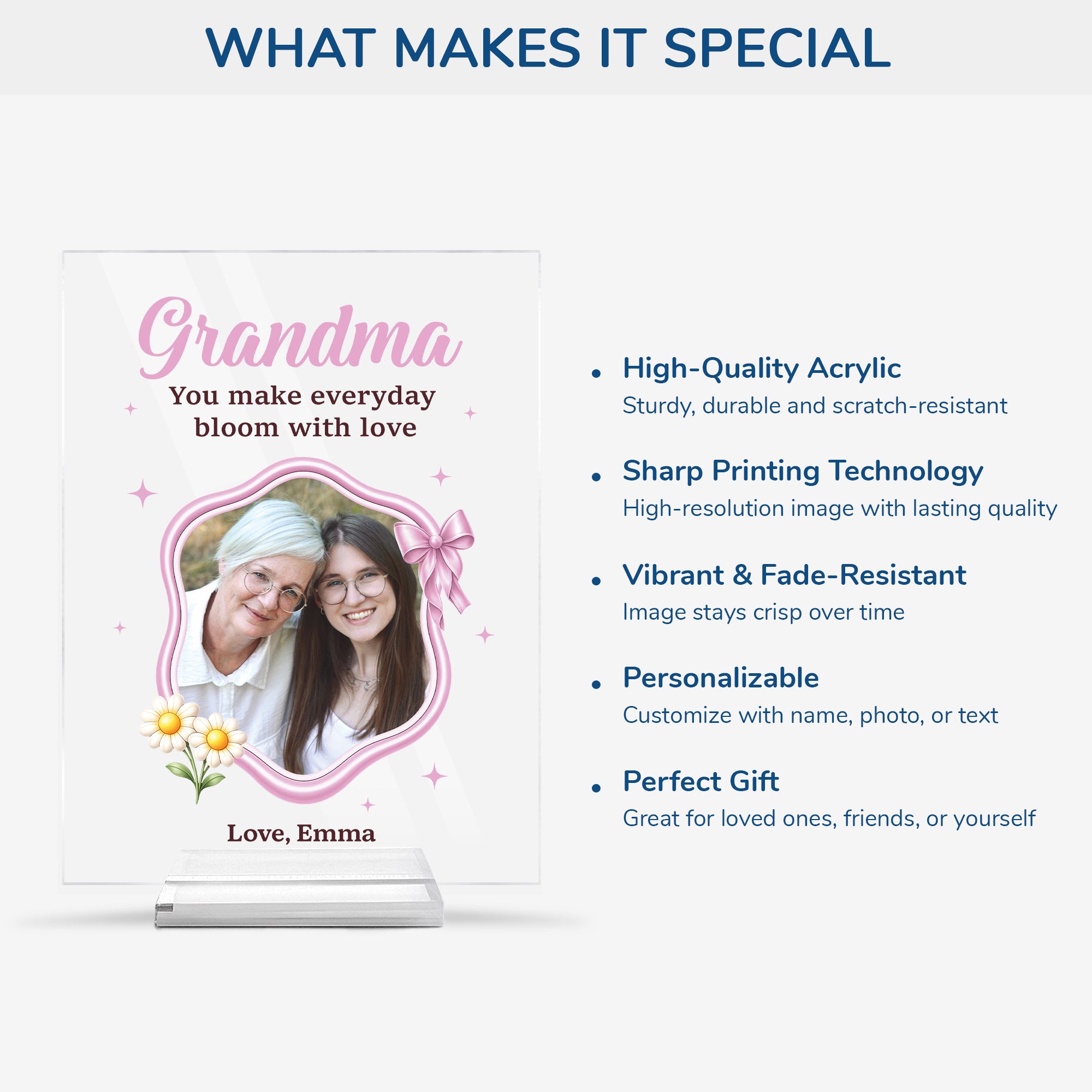 7786RUS5 personalized acrylic photo plaque with stand gifts for grandmamom 7786r8pta
