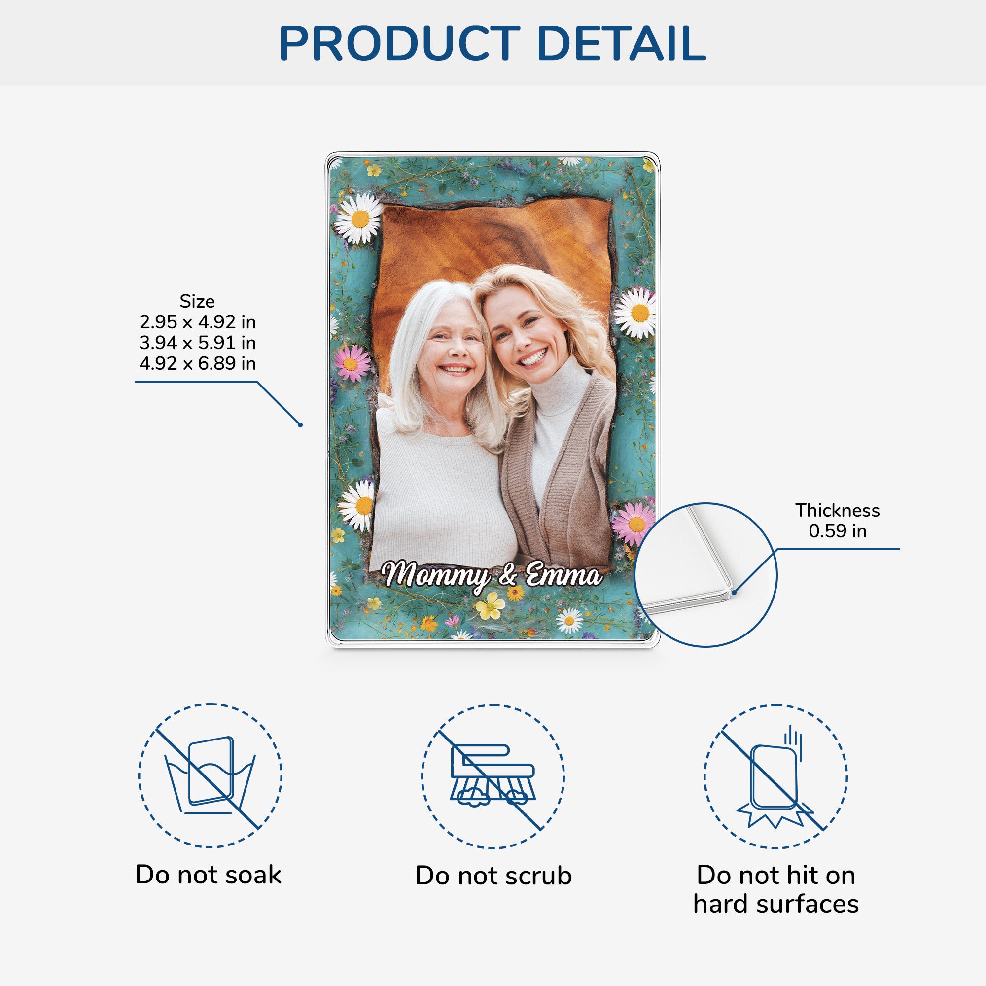7796RUS3 3d printing effect rectangle acrylic plaque with photo custom gifts for momdad 7796r3qaa
