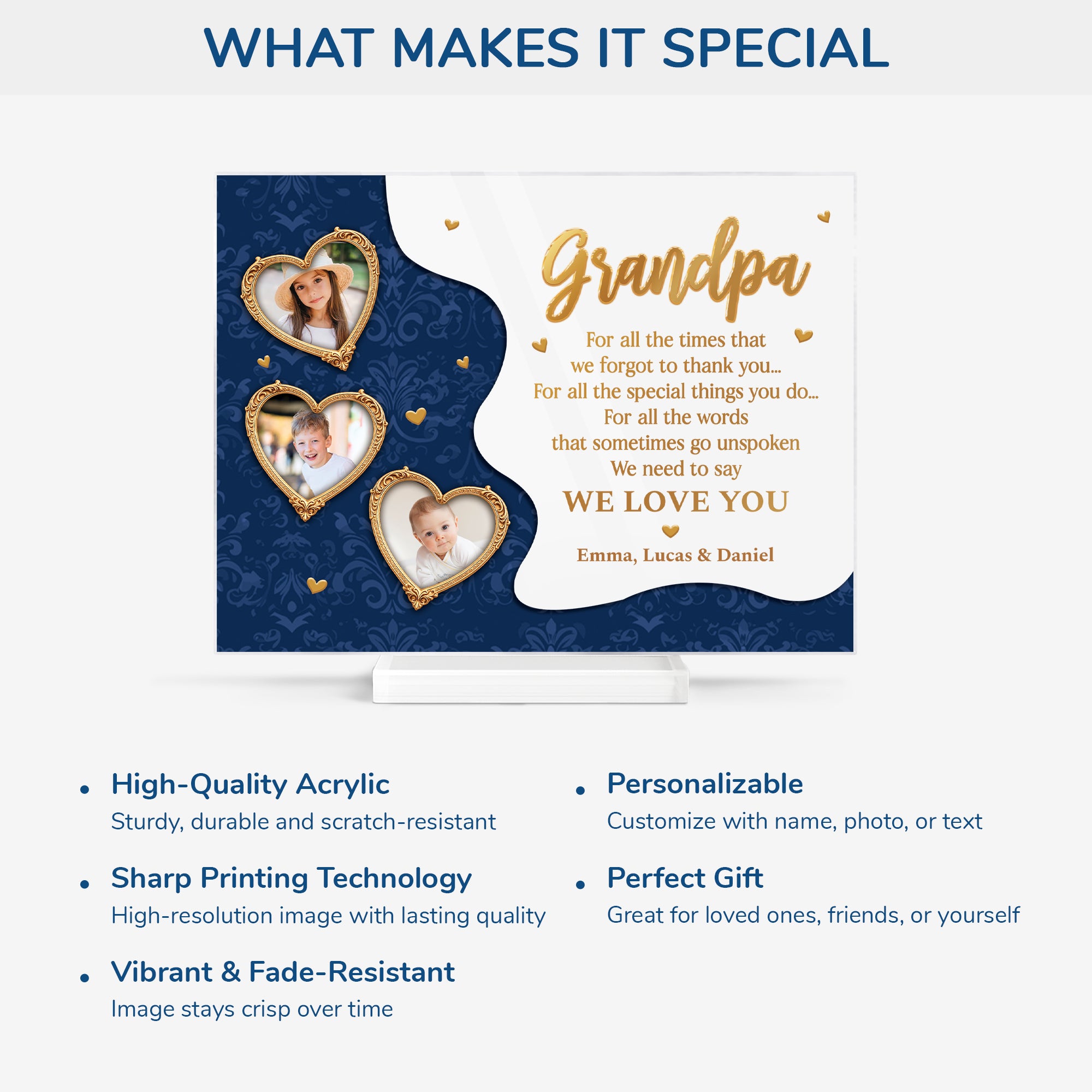 7803RUS5 photo acrylic plaque with stand custom mothers day gifts for grandma 7803rtpab