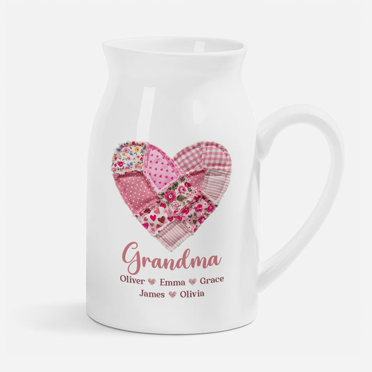 7809OUS1 pink heart flower vase with names custom gifts for grandmamom 7809o