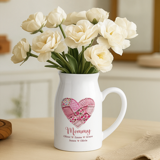 7809OUS2 pink heart flower vase with names custom gifts for grandmamom 7809o