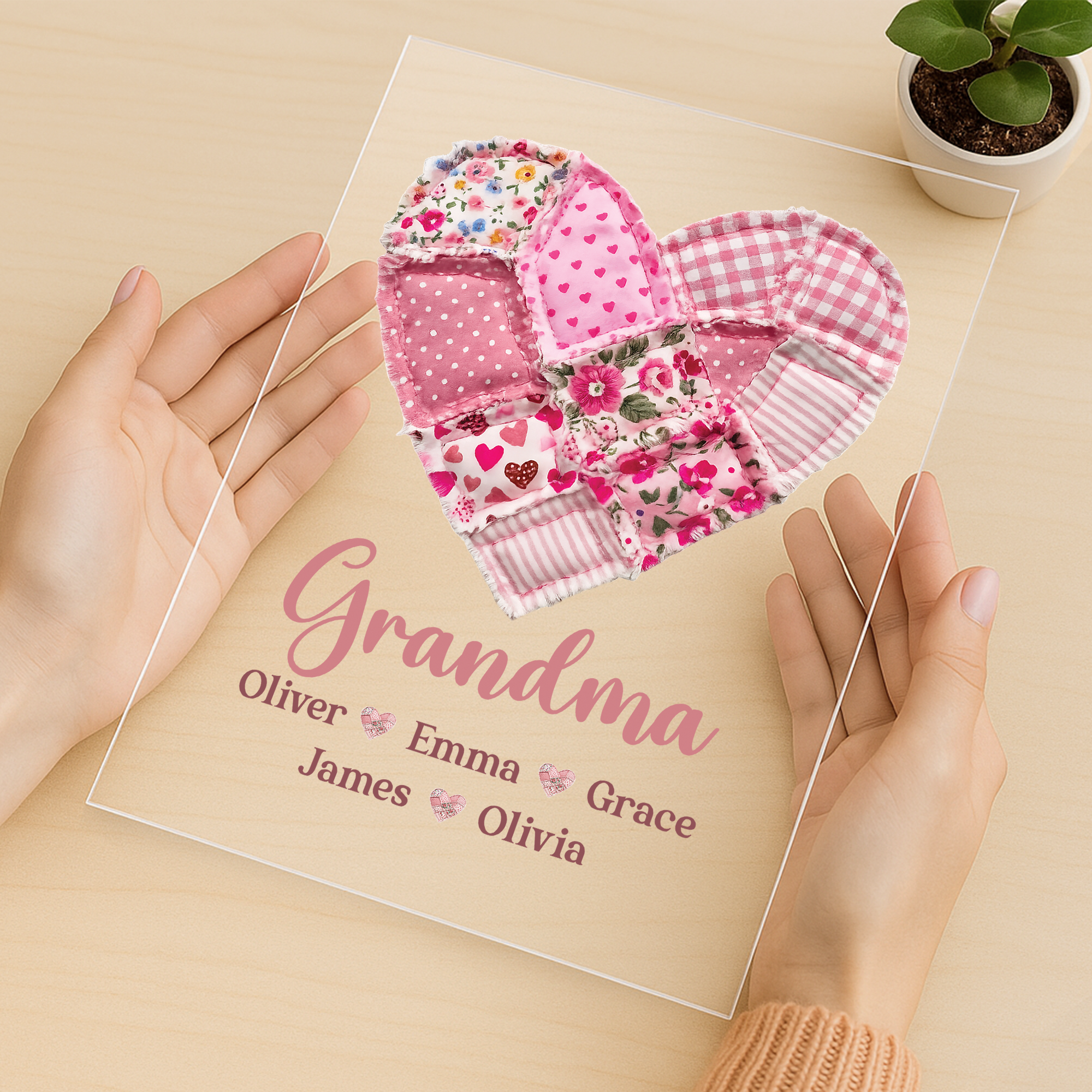 7809RUS3 pink heart acrylic plaque with stand custom gifts for grandmamom 7809r8fca