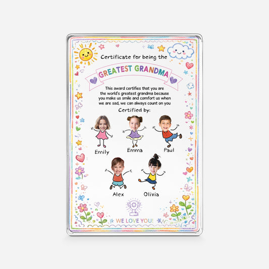 7831RUS1 rectangle acrylic certificate plaque with kids faces custom gifts for momgrandma 7831rsyca