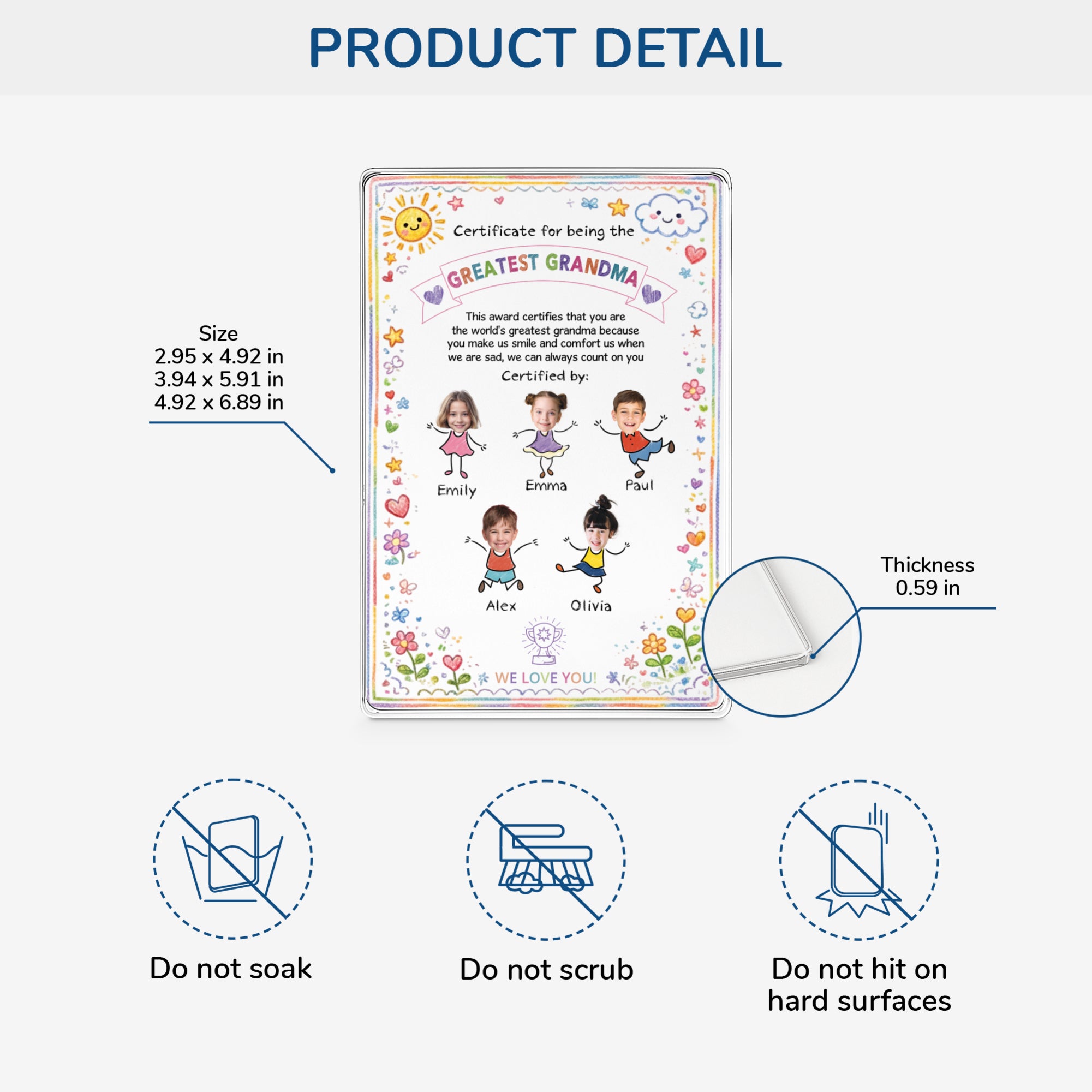 7831RUS3 rectangle acrylic certificate plaque with kids faces custom gifts for momgrandma 7831rsyca_c75a5826 1bf6 46f3 a024 b835d41db2a3