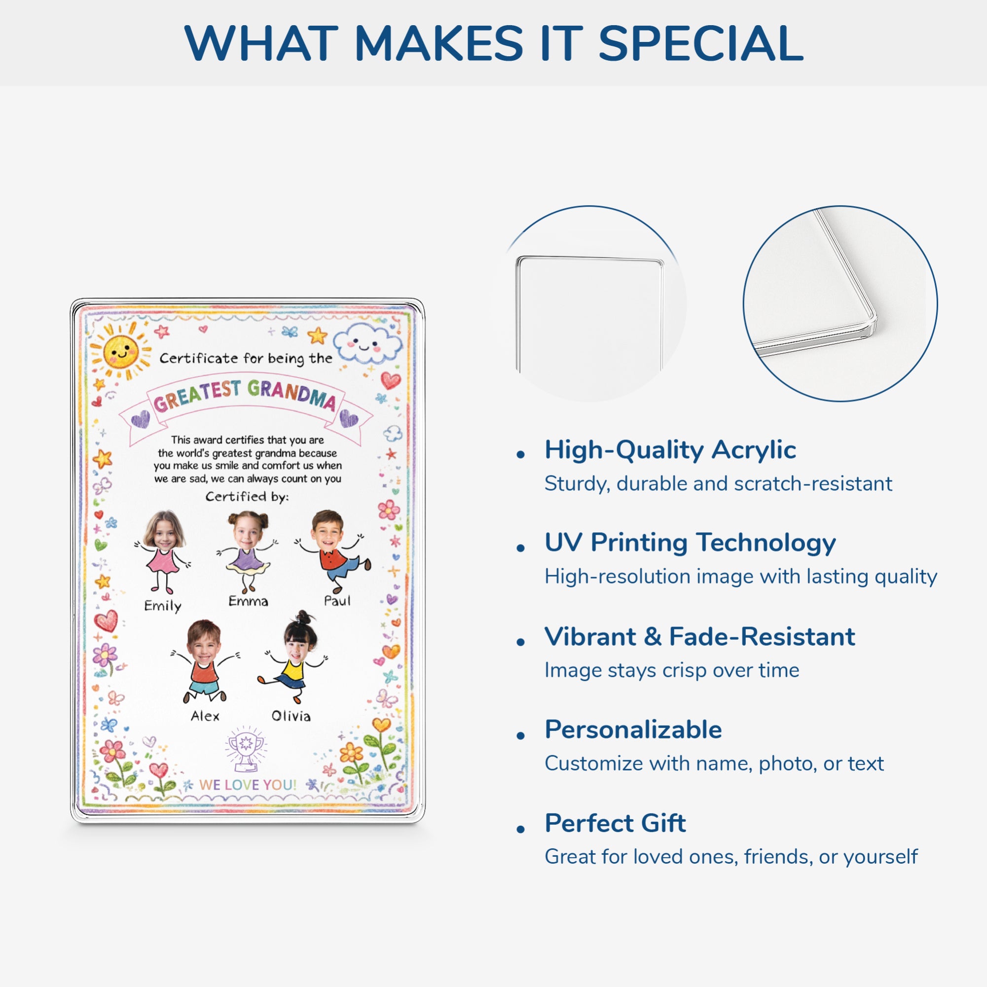 7831RUS4 rectangle acrylic certificate plaque with kids faces custom gifts for momgrandma 7831rsyca_1adc68f7 1394 44cf 8eaf 546ac6b903cf