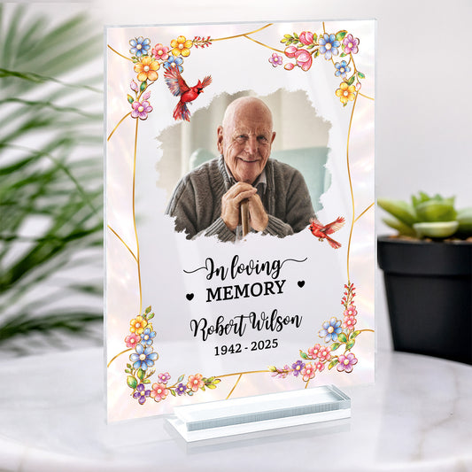 7833RUS2 custom acrylic plaque with stand memorial photo gifts for loss of momdad_ 7833rtqaa