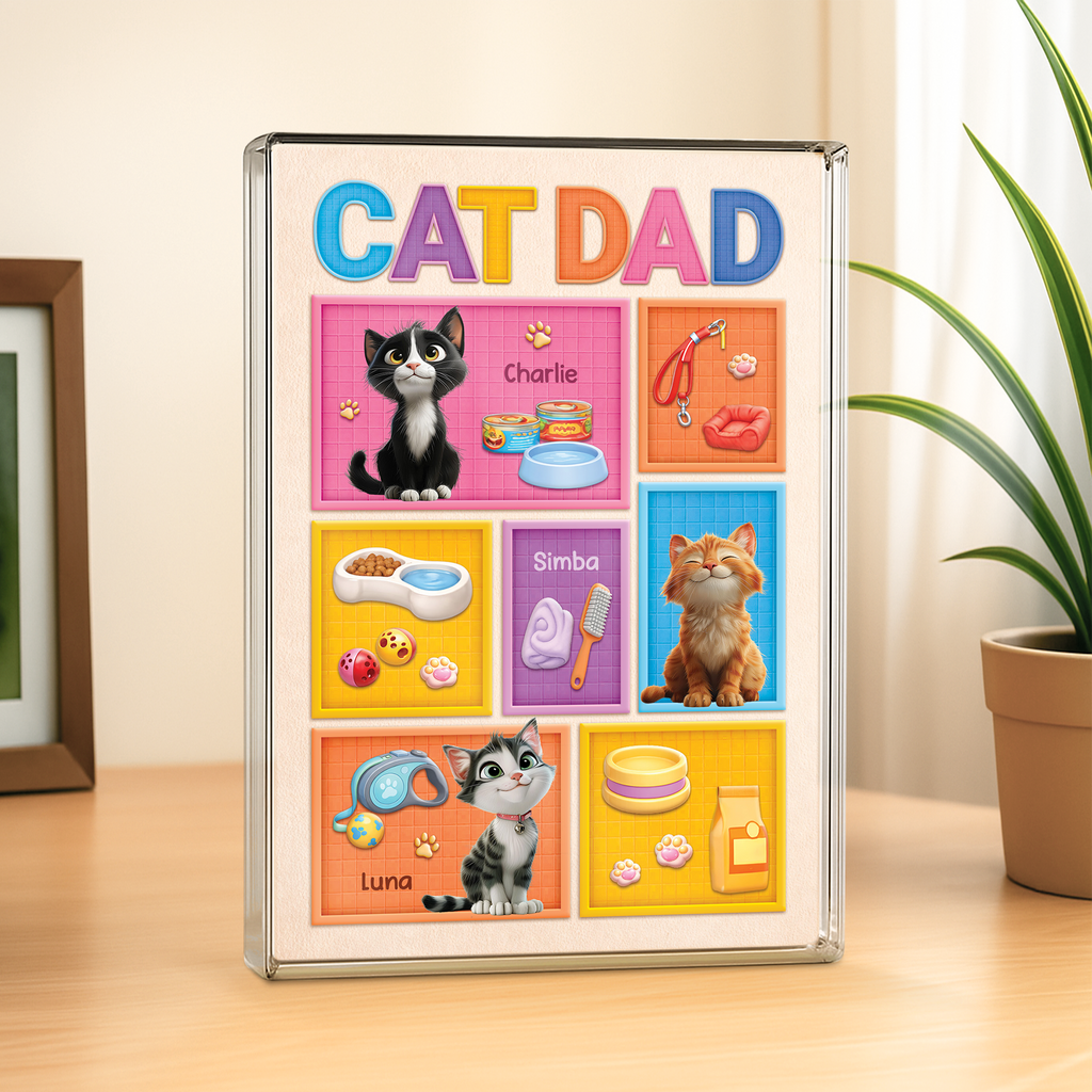 7835RUS2 cat dad rectangle acrylic plaque custom gifts for cat lovers 7835r6xmd
