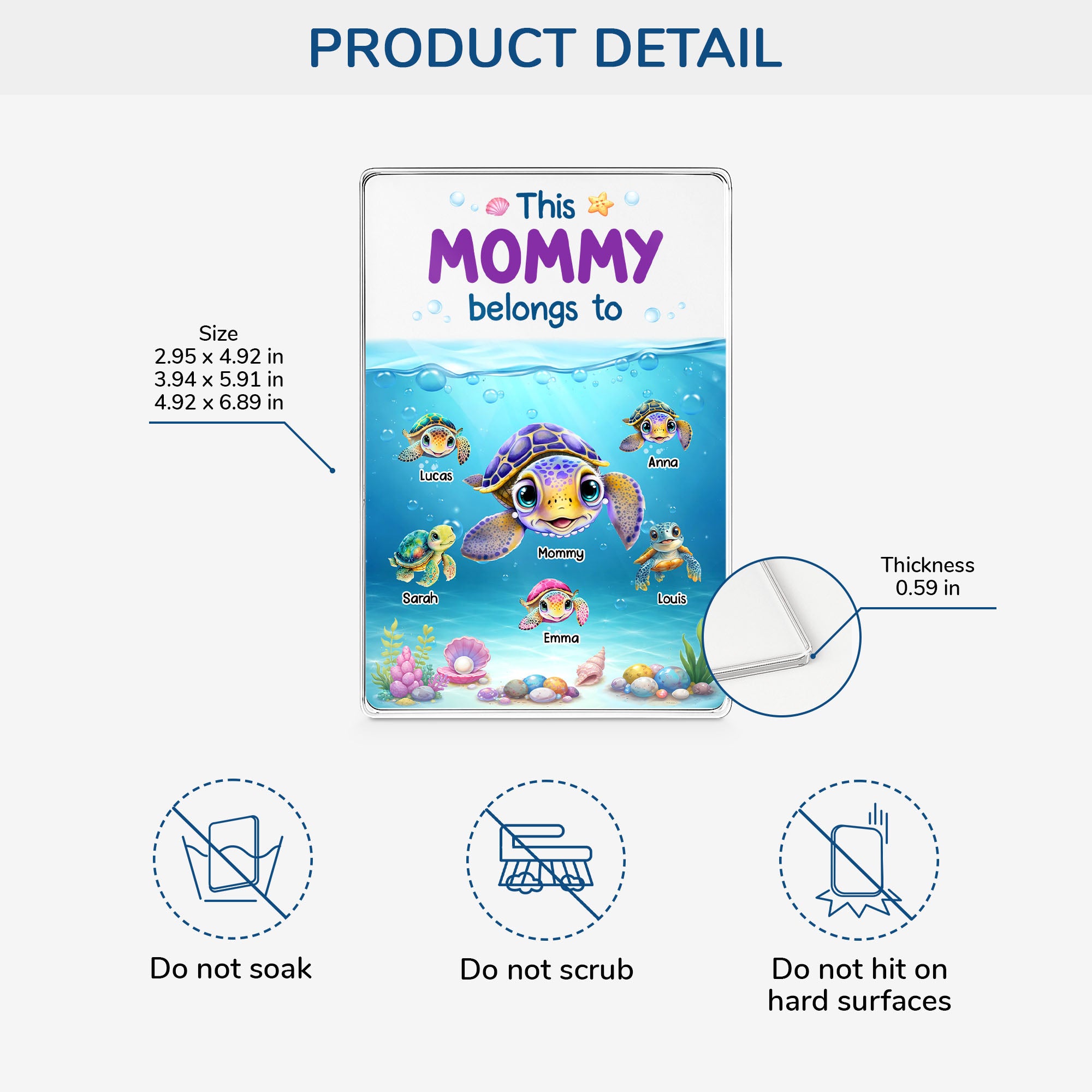7837RUS1 sea turtle rectangle acrylic plaque custom gifts for momdad 7837r6vwa_2