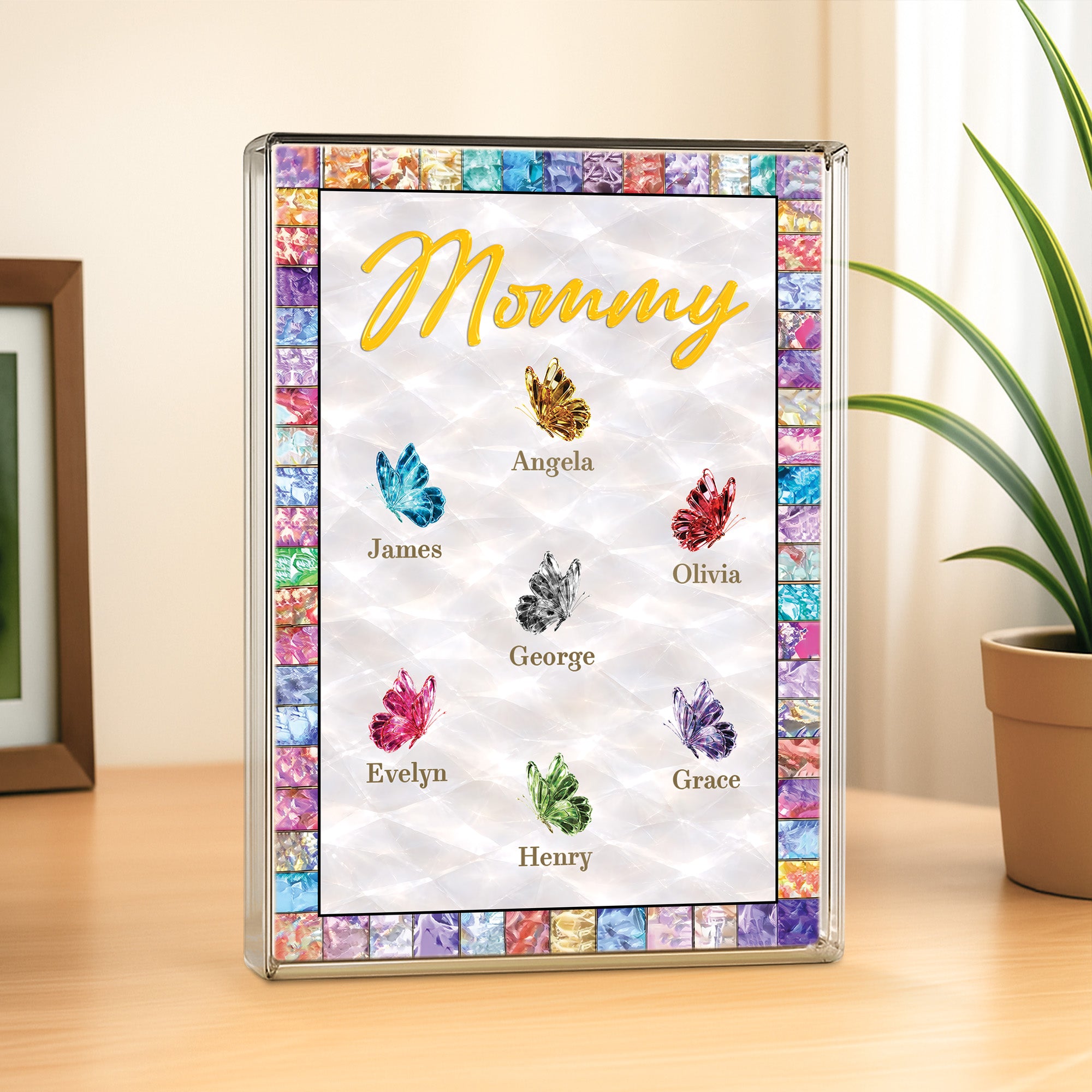 7840RUS2 butterfly rectangle acrylic plaque customized gifts for momgrandma 7840r6lna