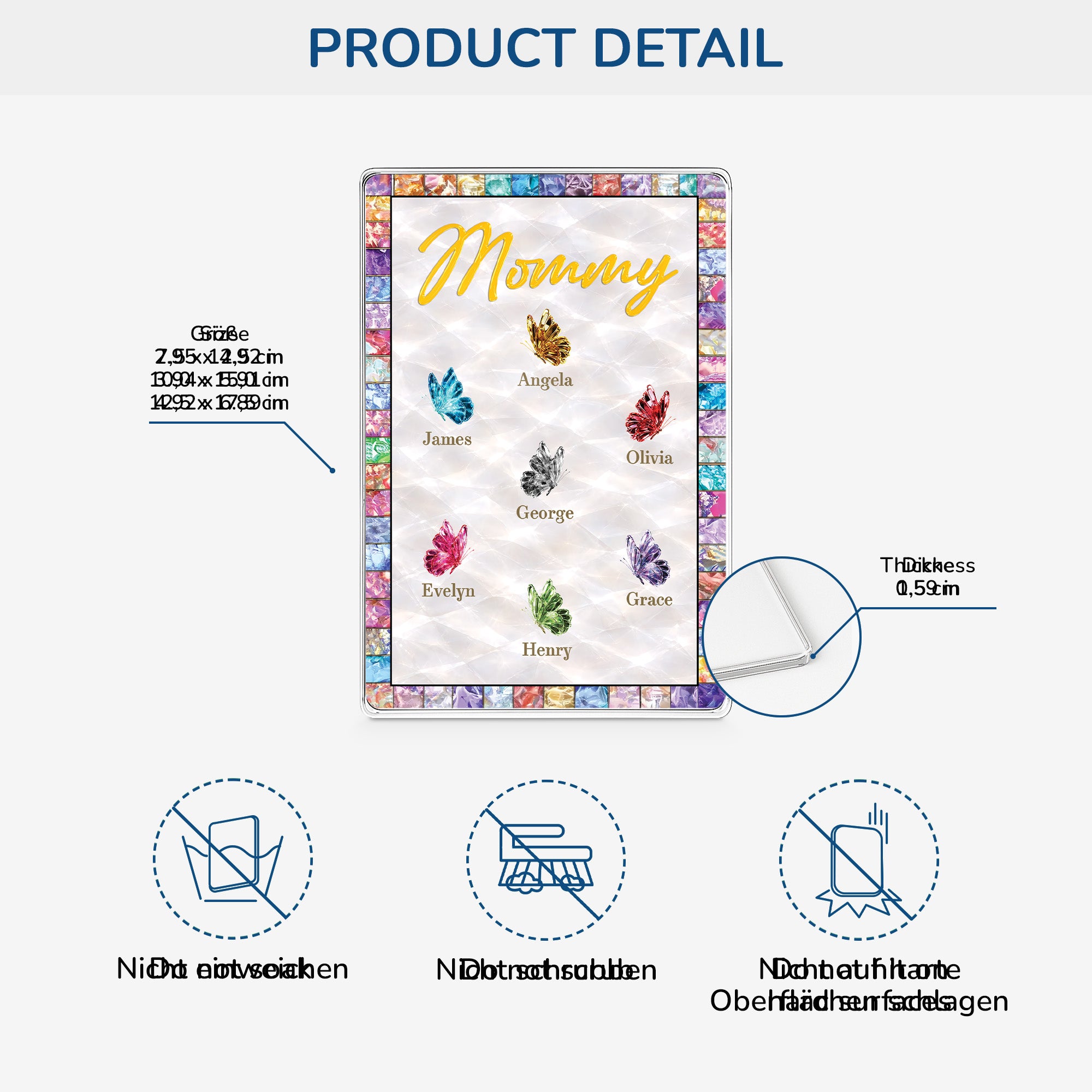 7840RUS3 butterfly rectangle acrylic plaque customized gifts for momgrandma 7840r6lna