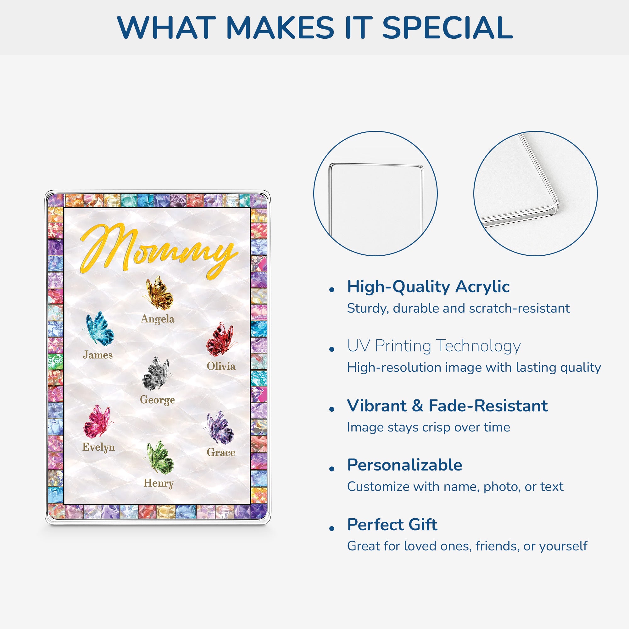 7840RUS4 butterfly rectangle acrylic plaque customized gifts for momgrandma 7840r6lna