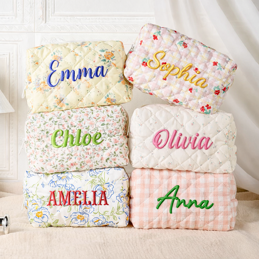 7886AUS1 floral cosmetic bag with name custom embroidered makeup bags 7886ab0v5a