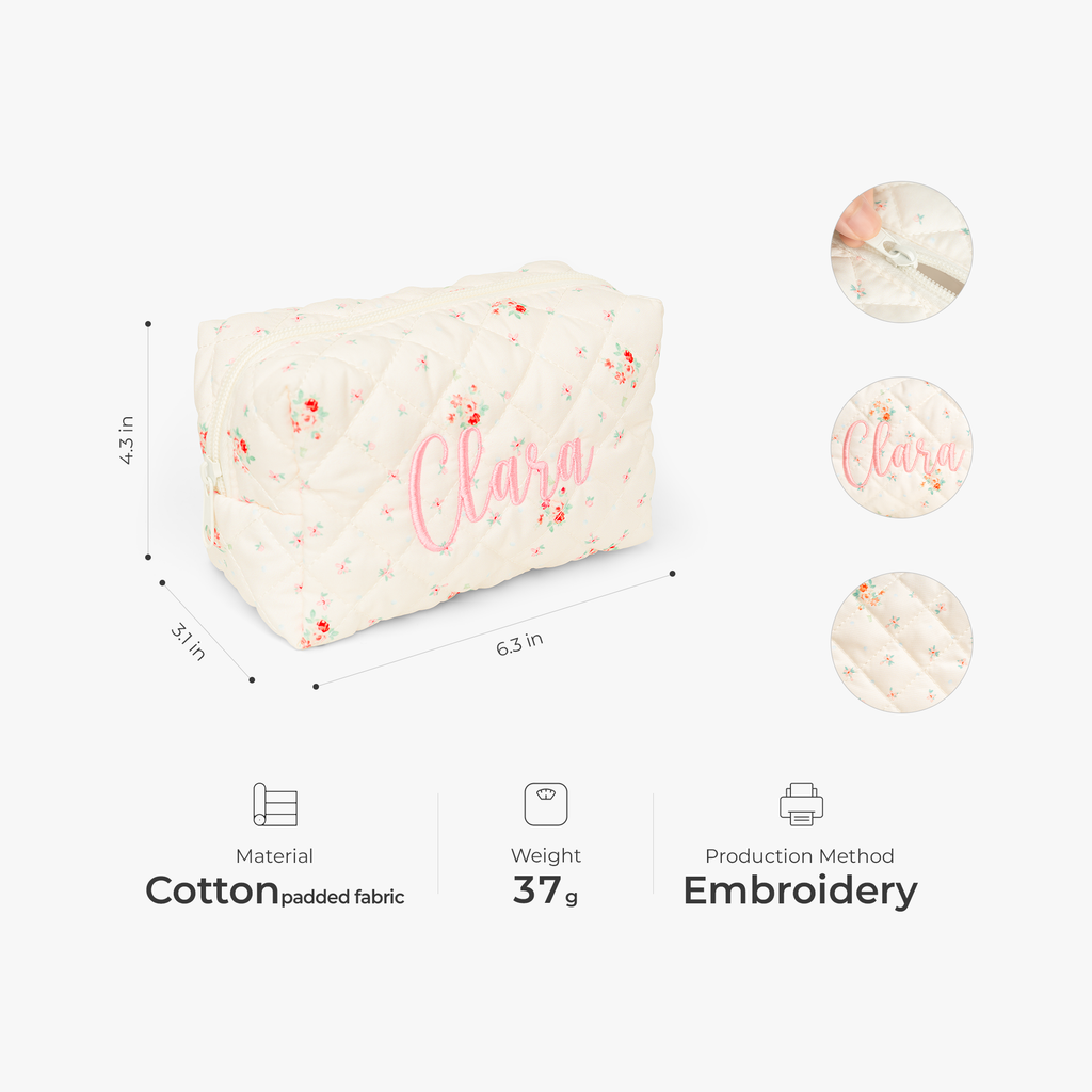 7886AUS2 floral cosmetic bag with name custom embroidered makeup bags 7886ab0v5a