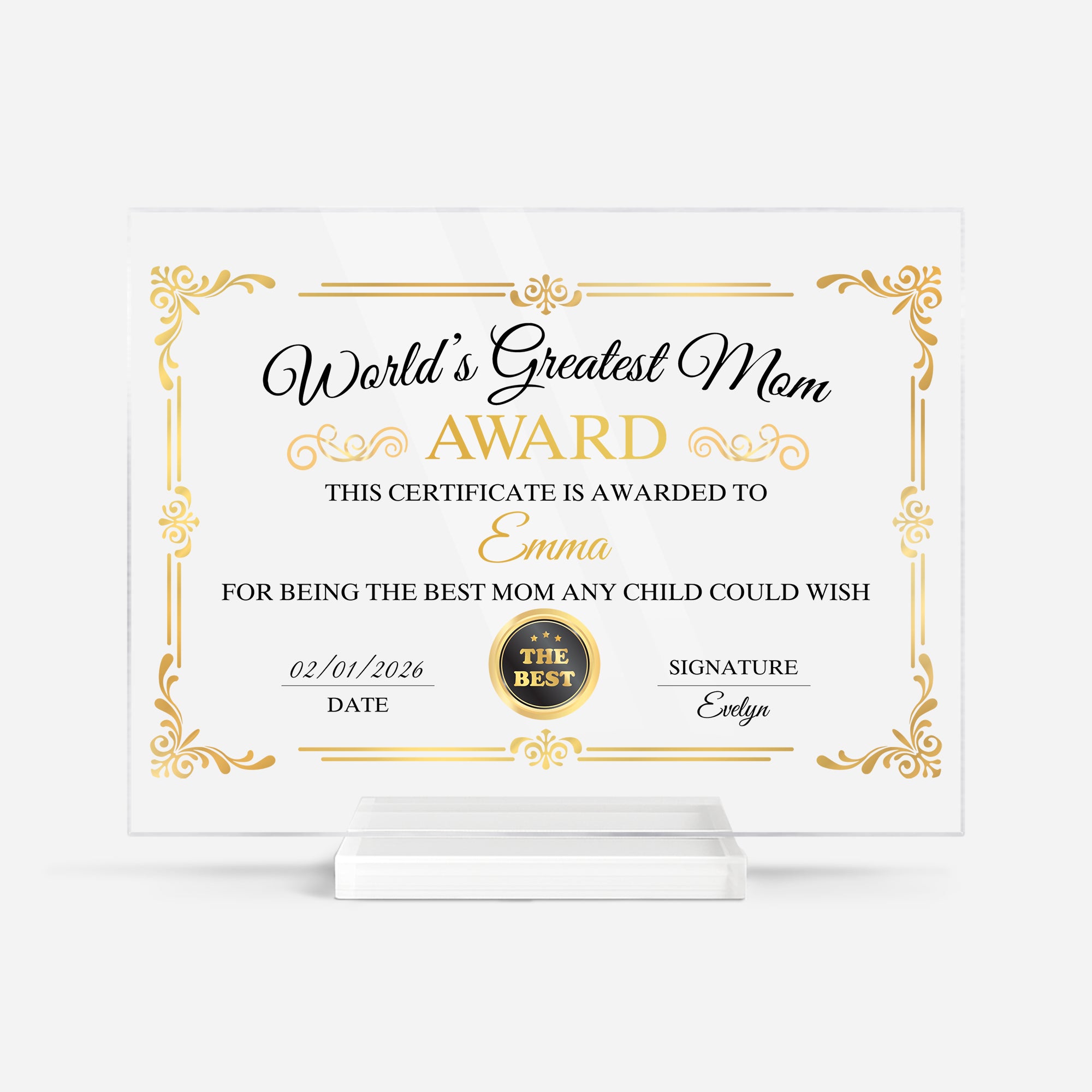7894RUS1 acrylic award plaque with stand personalized gifts for momgrandma 7894rcpaa