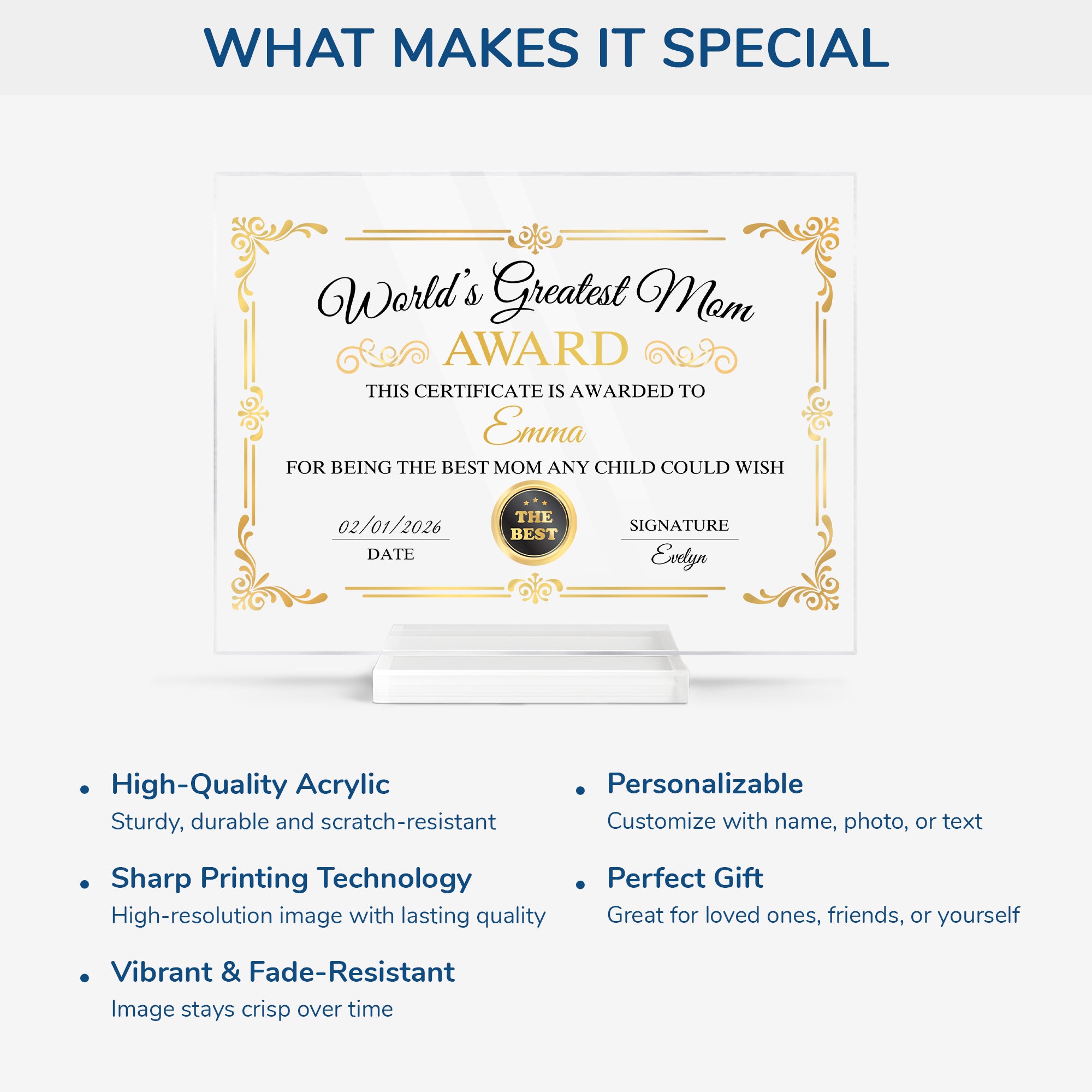 7894RUS5 acrylic award plaque with stand personalized gifts for momgrandma 7894rcpaa