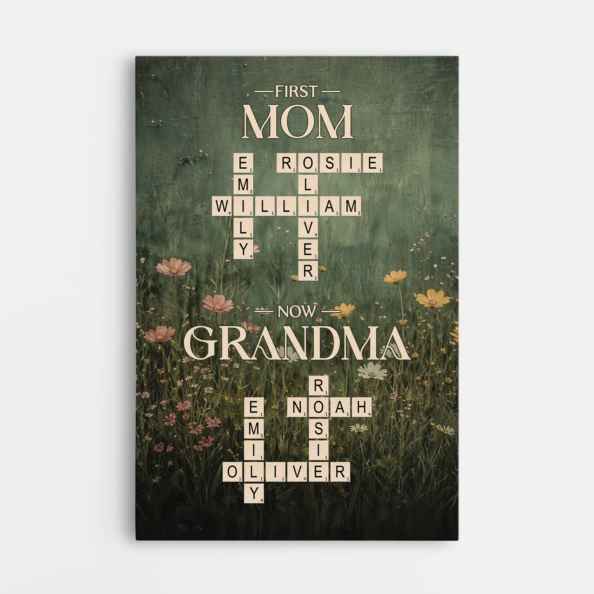 7902CUS1 first mom now grandma crossword canvas custom grandma gifts 7902c8pna