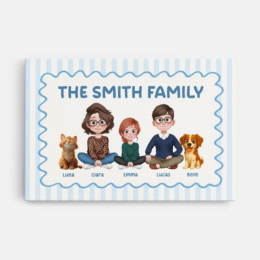 7945CUS1 family name canvas art_ personalized gifts for family with pet 7945c3vmf_1