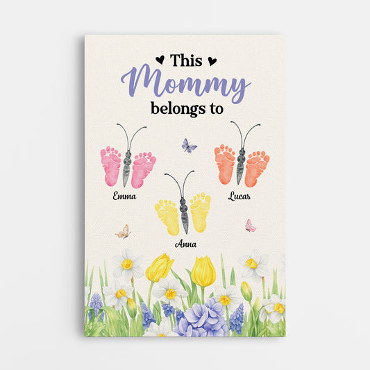 7959CUS1 butterfly footprints mothers day_ canvas custom gifts for momgrandma 7959c6yca