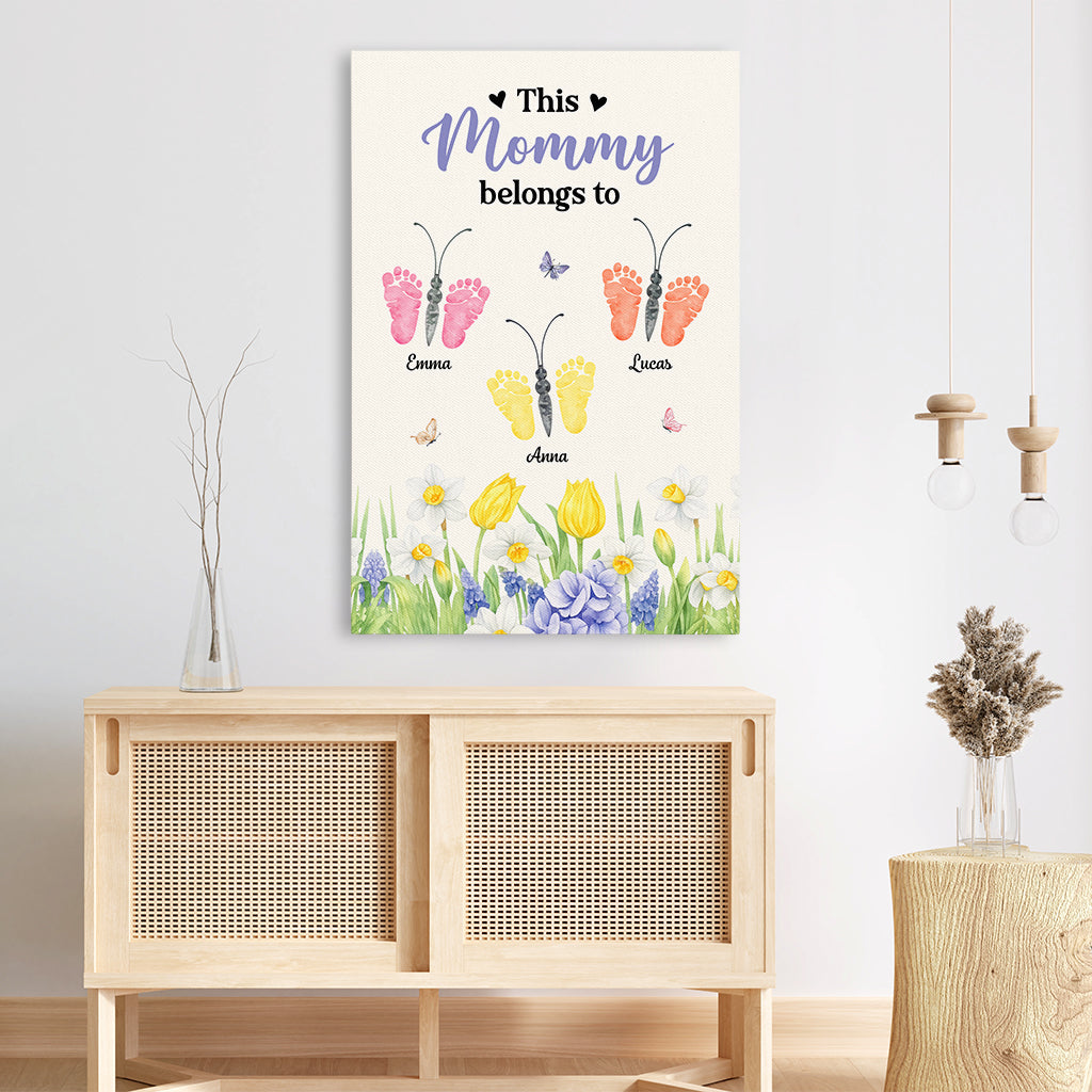 7959CUS3 butterfly footprints mothers day_ canvas custom gifts for momgrandma 7959c6yca