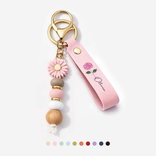 7968MUK1 personalised uv printed daisy beaded keyring with name for her 7968mj3l5a Copy