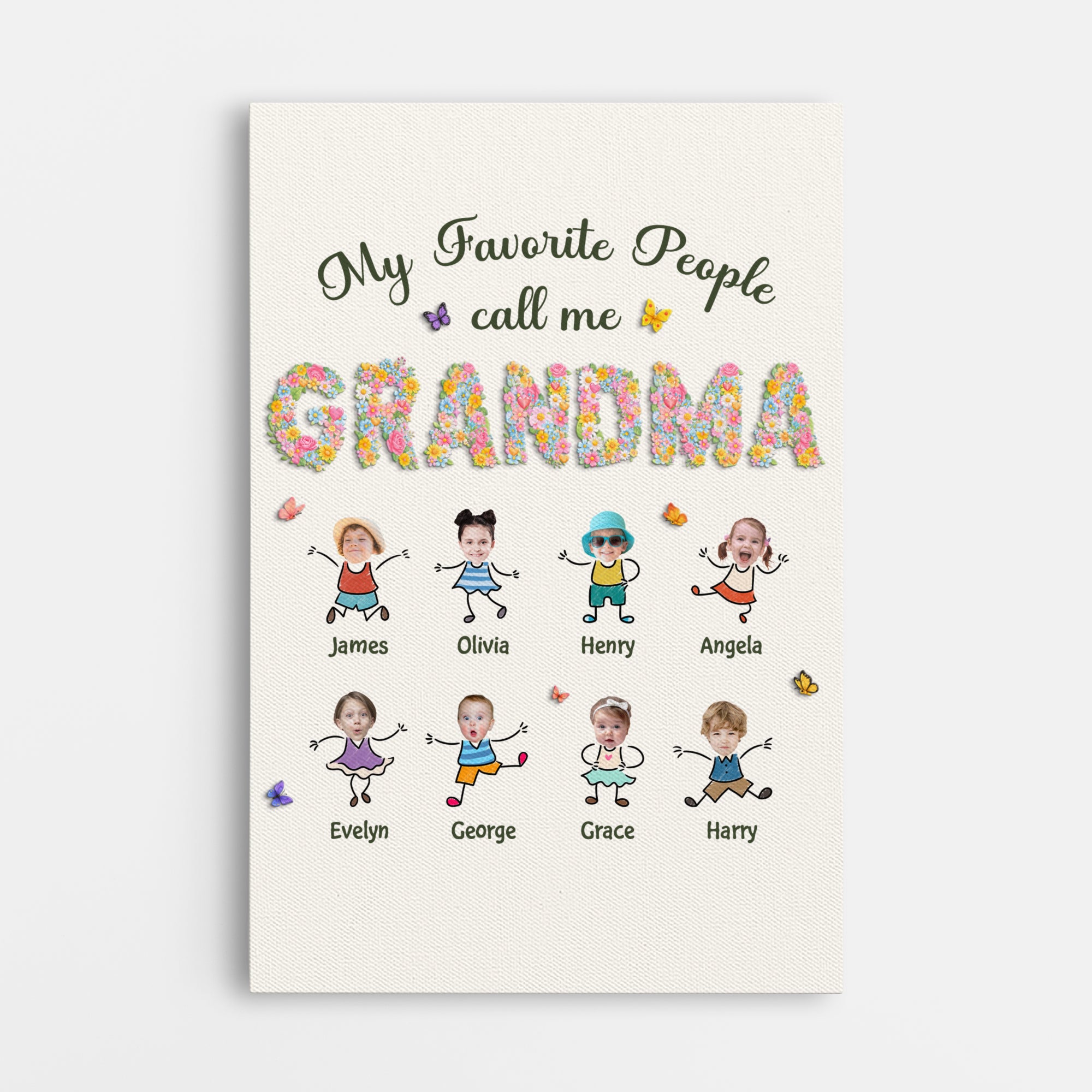 7977CUS1 my favorite people call me grandma custom canvas with grandkids faces 7977ctyna