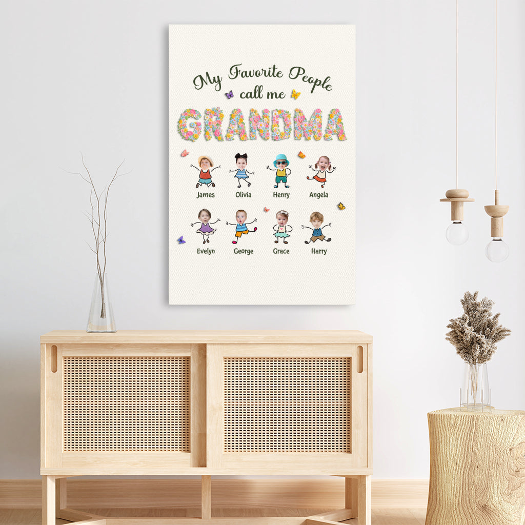 7977CUS3 my favorite people call me grandma custom canvas with grandkids faces 7977ctyna