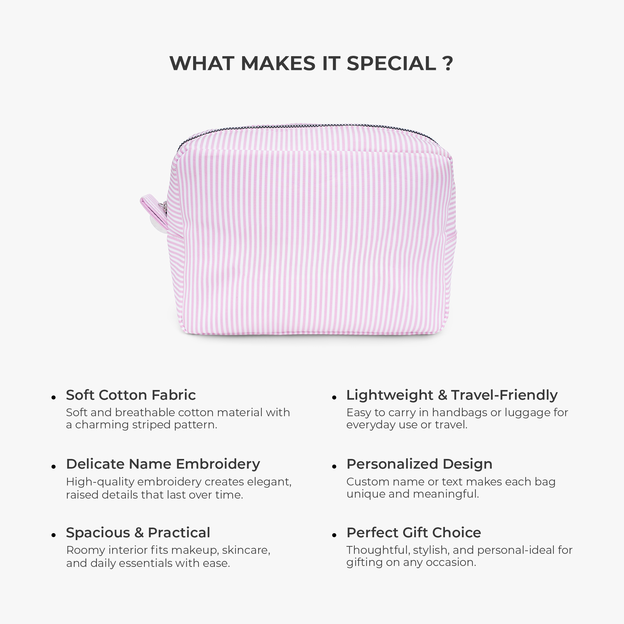 7982AUS5 embroidered striped cosmetic bag with name personal gifts for her 7982ab0p5a